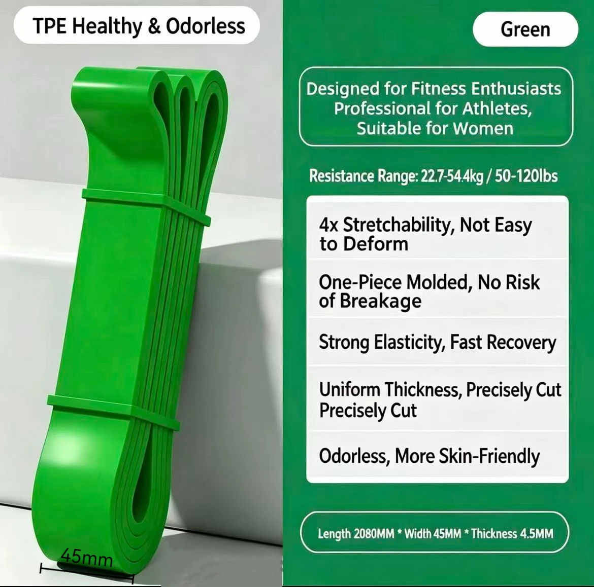 TPE Resistance Bands – 6 Strength Levels for Pull-Up Assist, Yoga & Rehab - size and dimensions