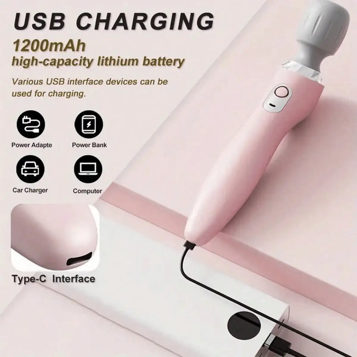 Handheld Electric Massager – 5-Speed USB Rechargeable Muscle Massager - close-up detail