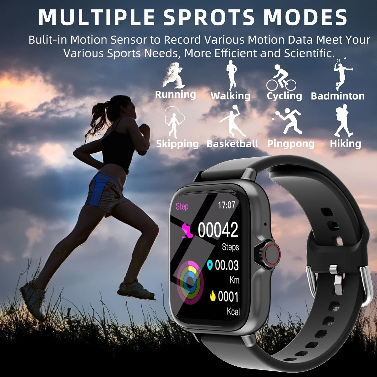 1.83" Smart Watch – Sleep Tracking, Step Counter, Call & Message Alerts (iPhone & Android) - in use