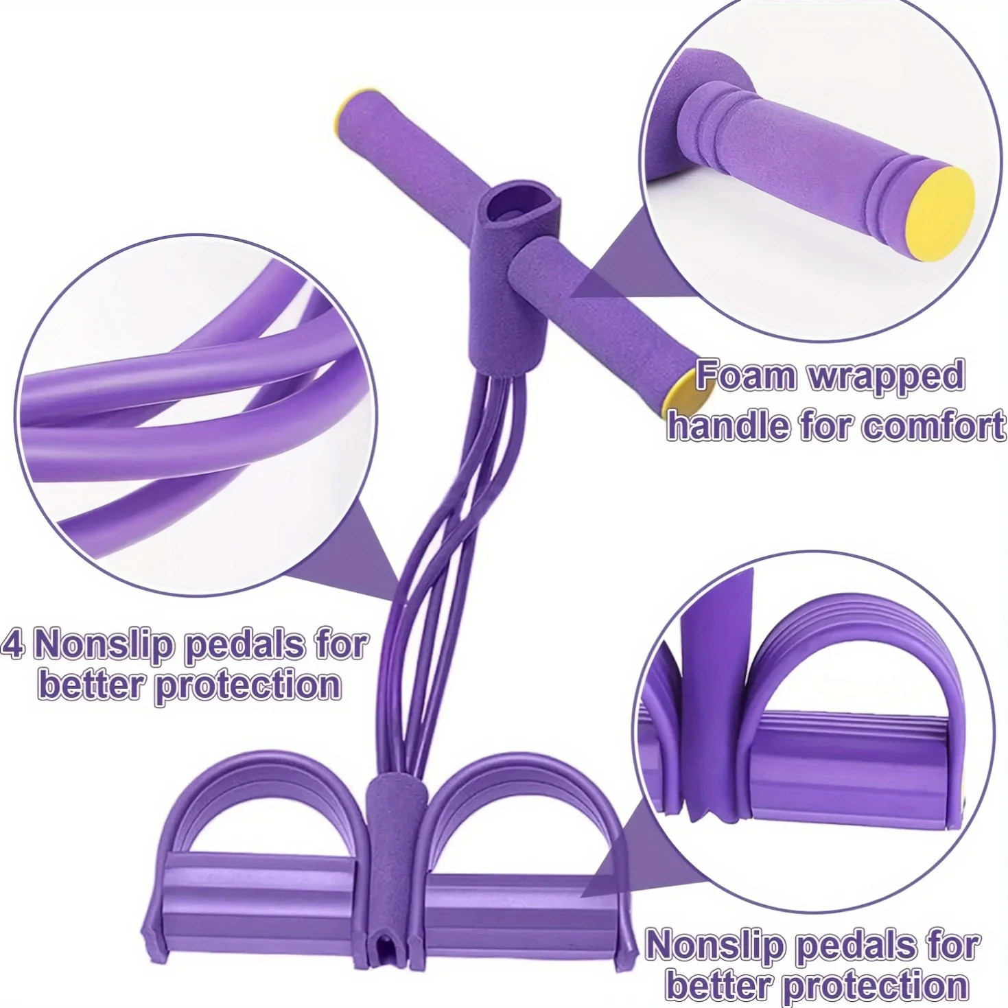 Four-Tube Pedal Resistance Band – Sit-Up & Full Body Tension Trainer - close-up detail