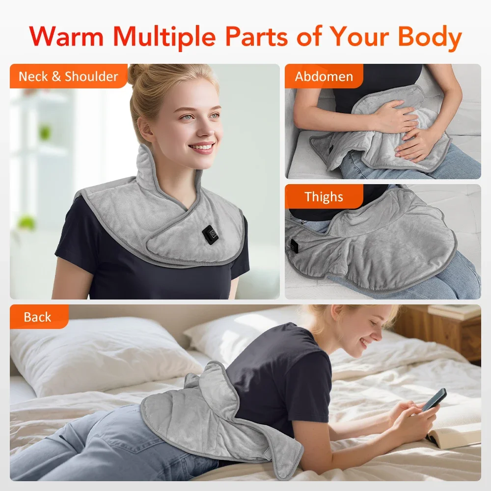 Electric Heated Neck & Shoulder Wrap – Cervical Heat Therapy Shawl - color options