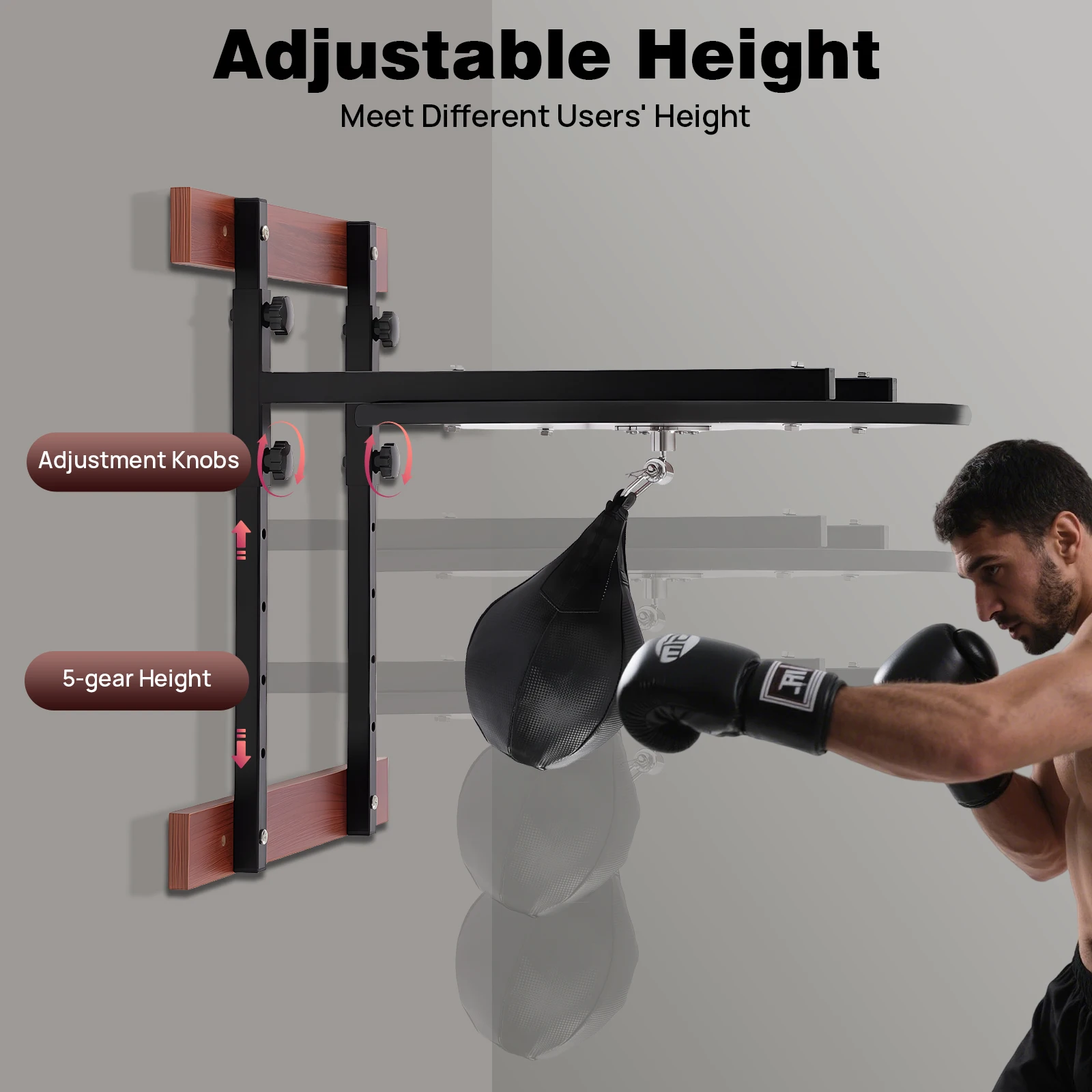 Professional Wall Mounted Speed Bag Platform Kit 360° Swivel Boxing Training - in use