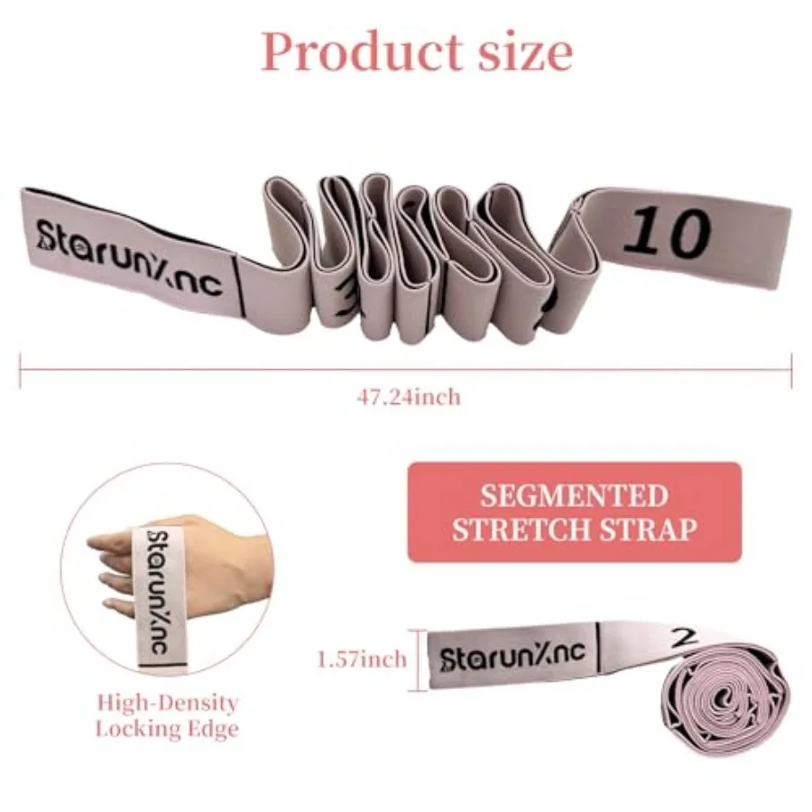 Yoga Stretch Strap for Flexibility 2 Pack 10 Loops Stretching Pilates - close-up detail