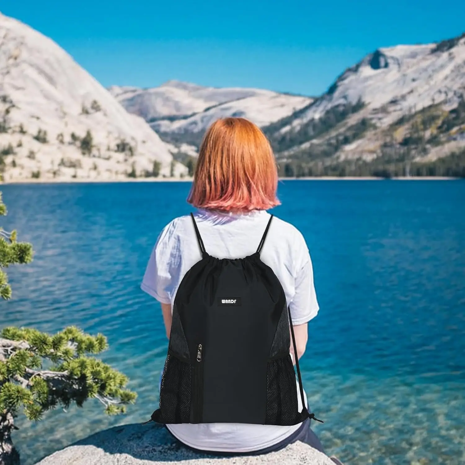 Drawstring Backpack Sports Gym Sackpack with Mesh Pockets Water Resistant String - color options