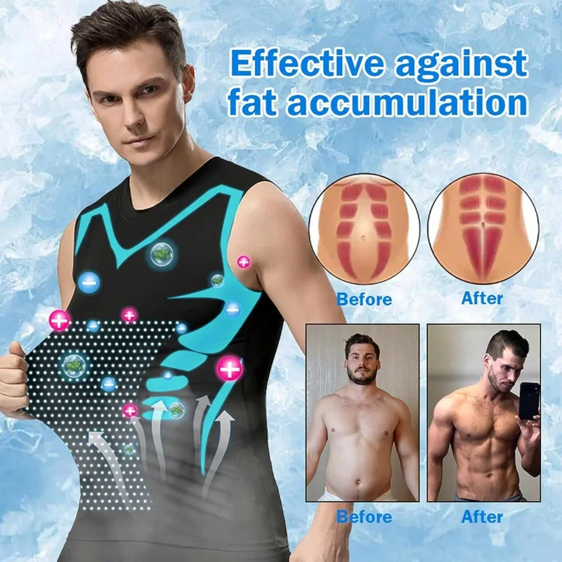 Men's Ice Silk Compression Vest - Cooling Quick-Dry Base Layer Tank Top M-4XL - size and dimensions
