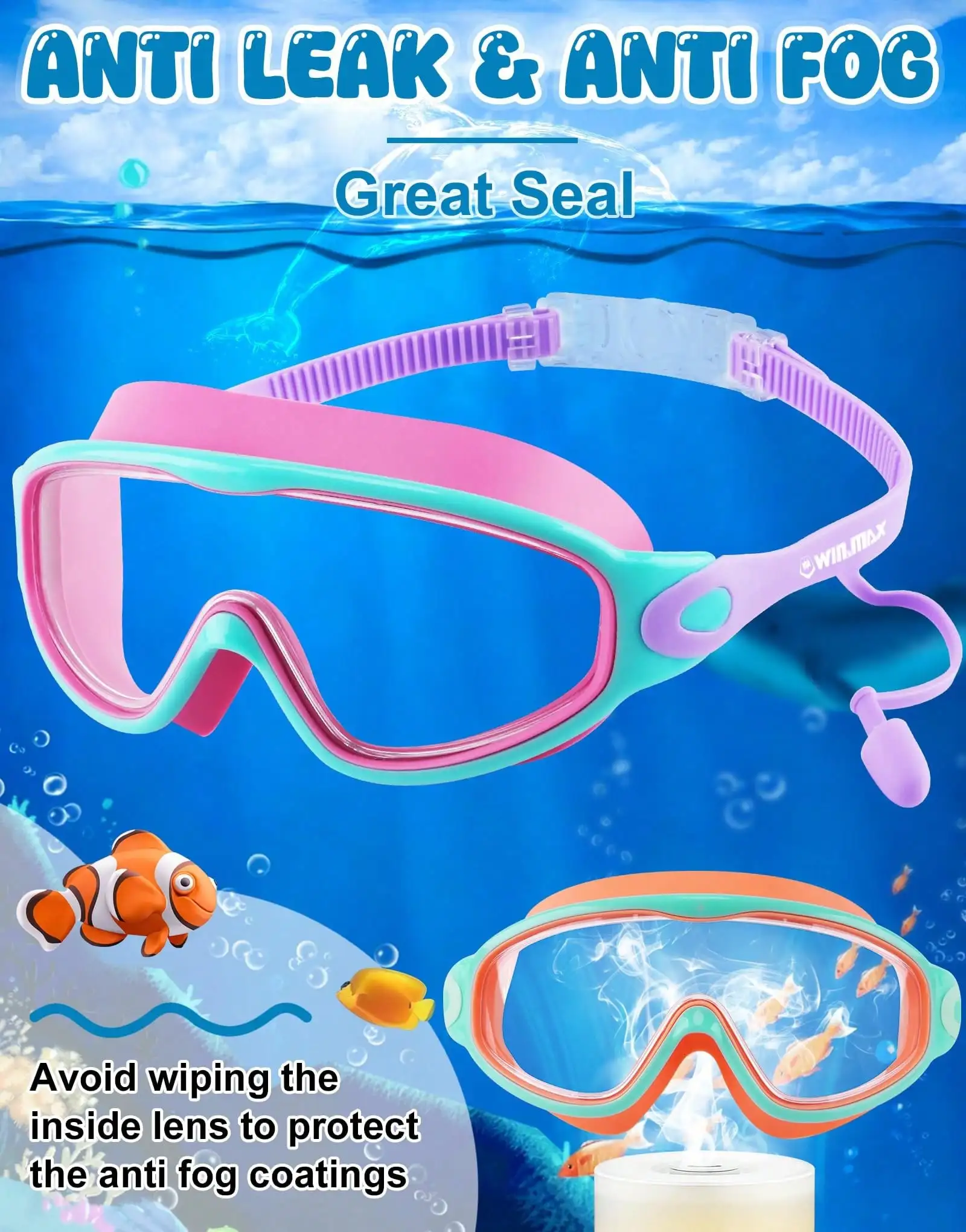 Anti-Fog Swimming Goggles 2-Pack – Leak-Proof UV Lenses for Pool & Open Water - in use
