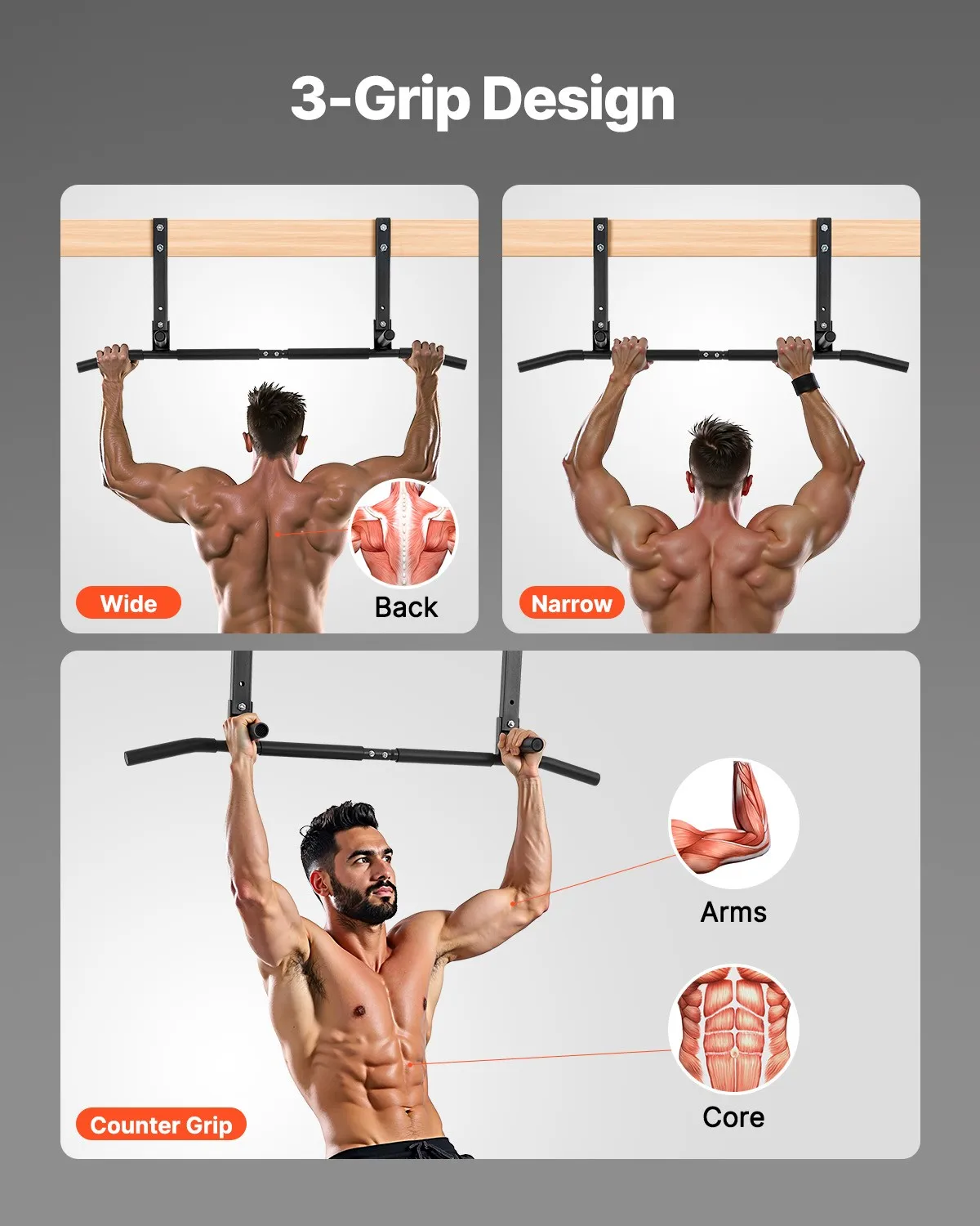 Joist Mount Pull-Up Bar – Ceiling Mounted Heavy Duty Chin-Up Bar - in use