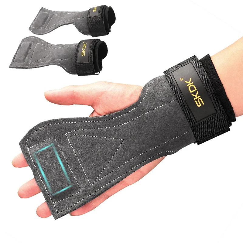Weight Lifting Grip Pads with Wrist Wraps – Anti-Slip Gym Gloves (Pair) - close-up detail