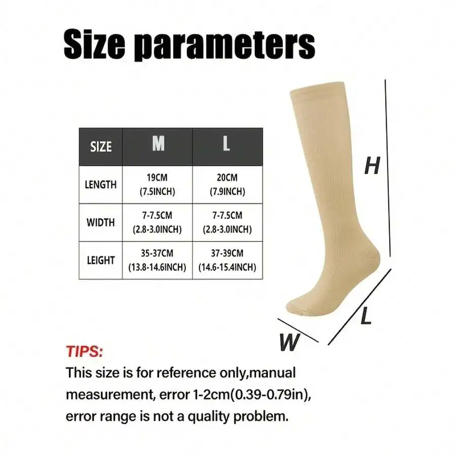 Women’s Compression Socks 3-Pack – Graduated, Anti-Slip, Breathable - size and dimensions