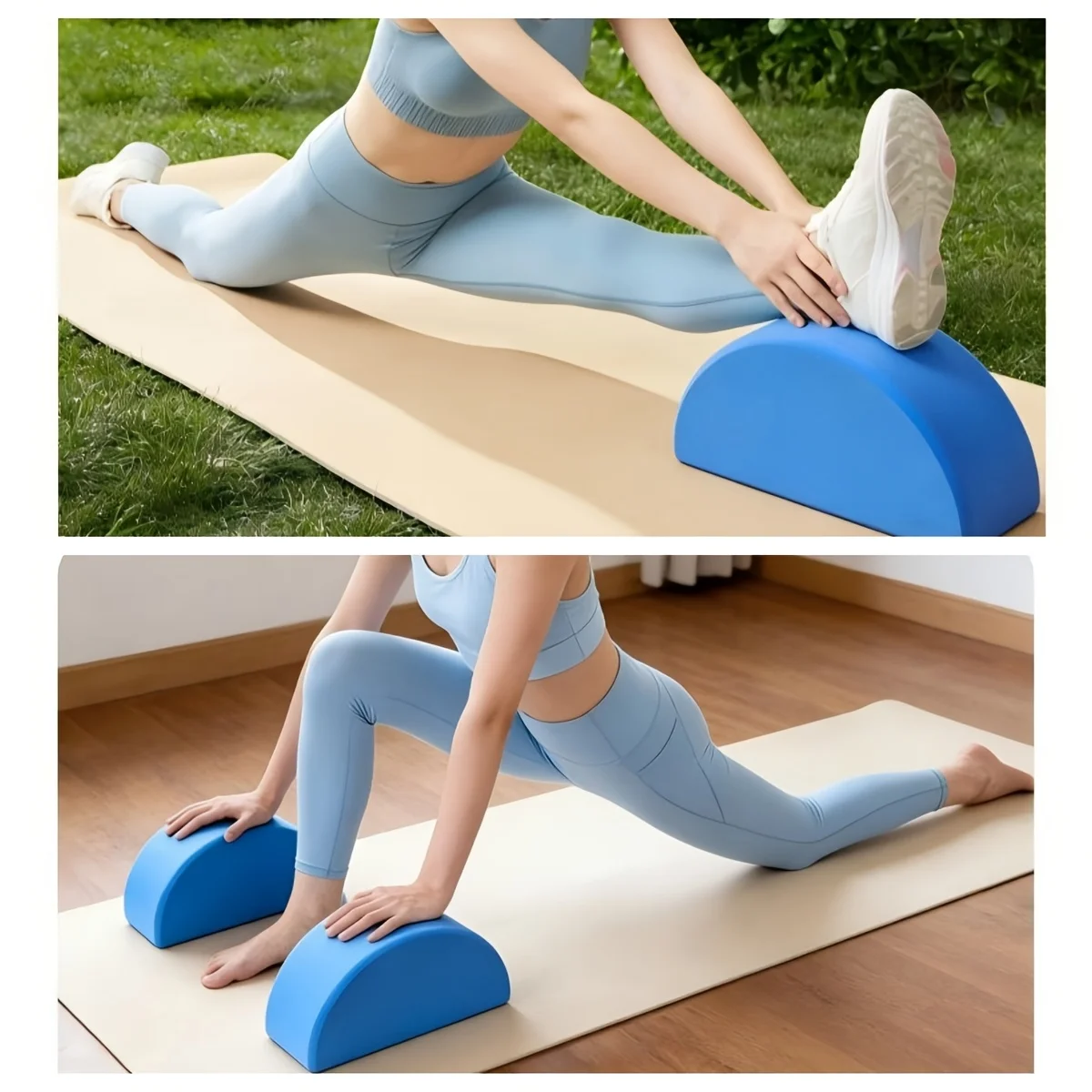 1 2Pcs Non-Slip Yoga Block Half Round Stretching Brick Home Fitness - in use