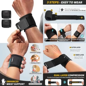 Wrist Brace 2-Pack – Adjustable Support for Carpal Tunnel & Tendonitis