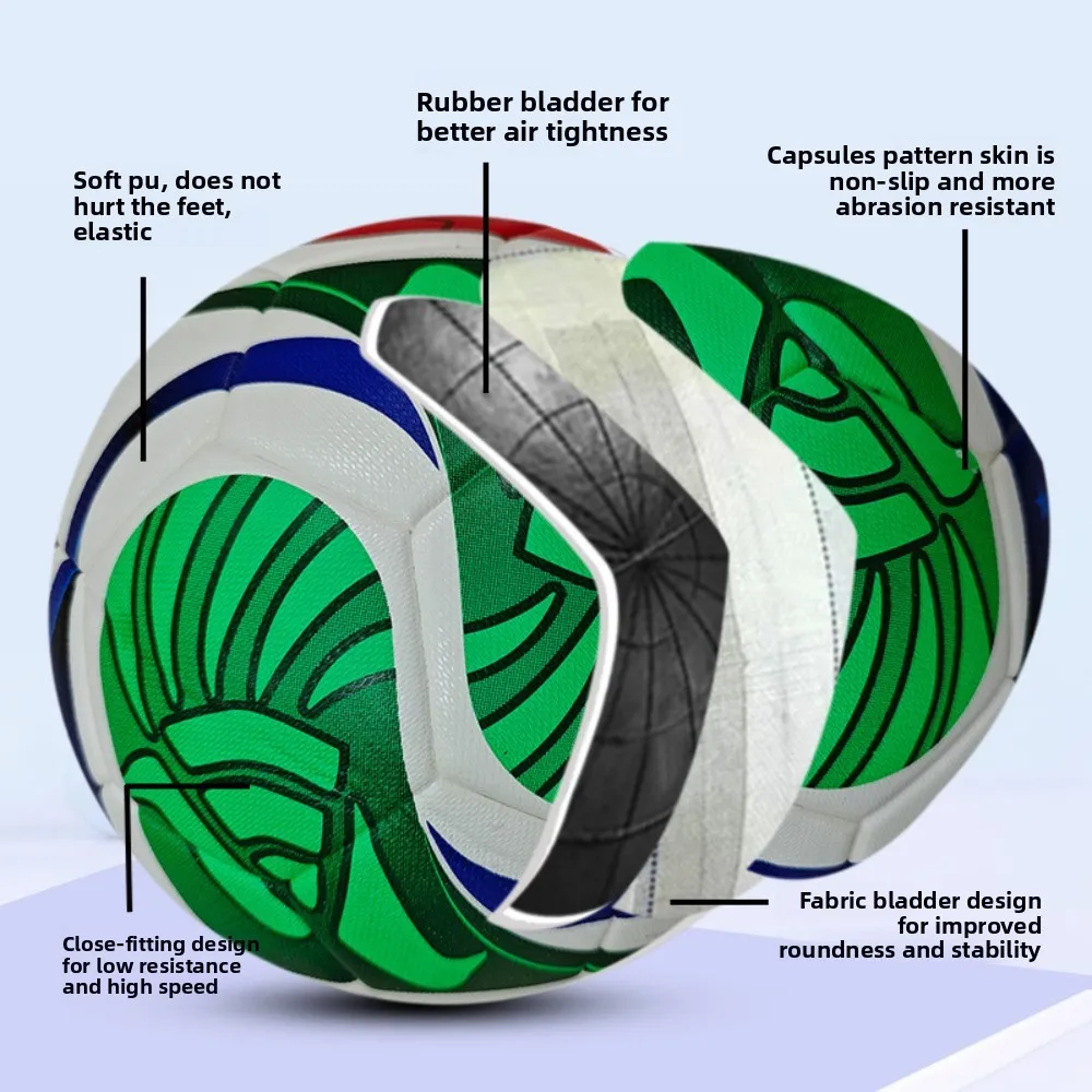 Size 5 Football - Seamless PU Match & Training Soccer Ball for Adults - color options