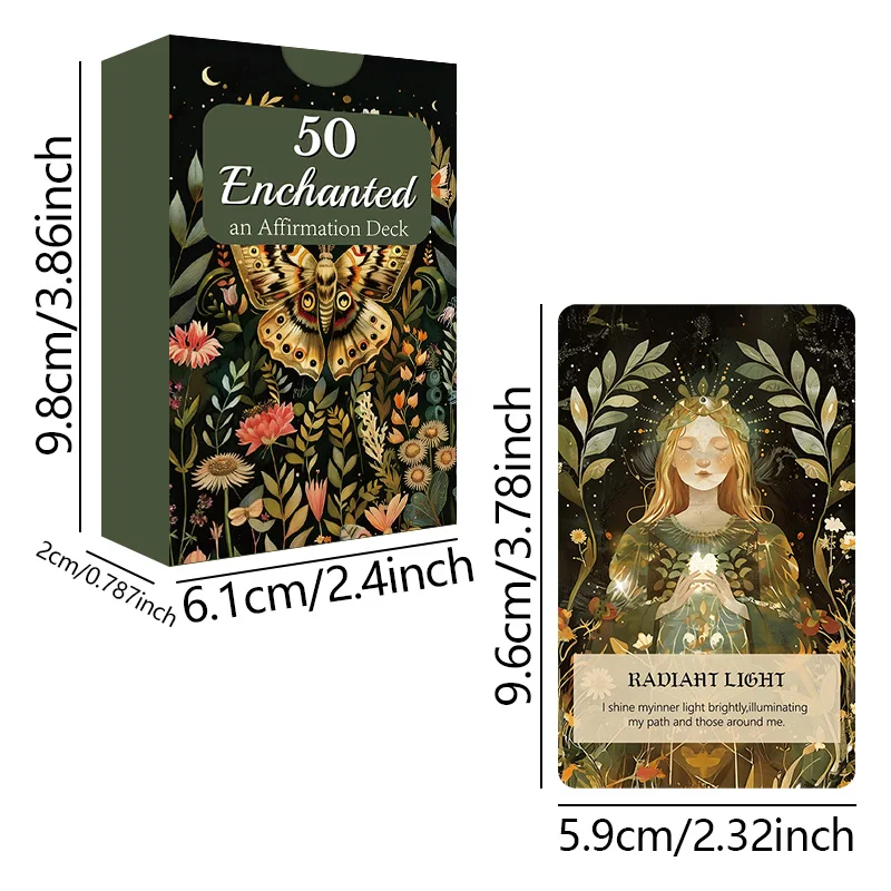 55-Card Affirmation Deck – Woodland Mindfulness & Self-Care Prompts - size and dimensions