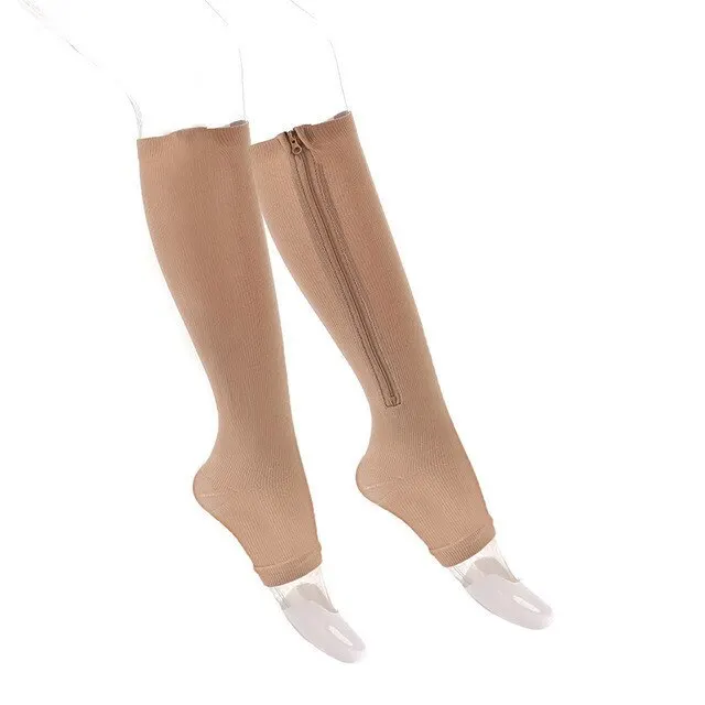 Zipper Compression Socks – Open Toe Graduated Support for Tired Legs - packaging