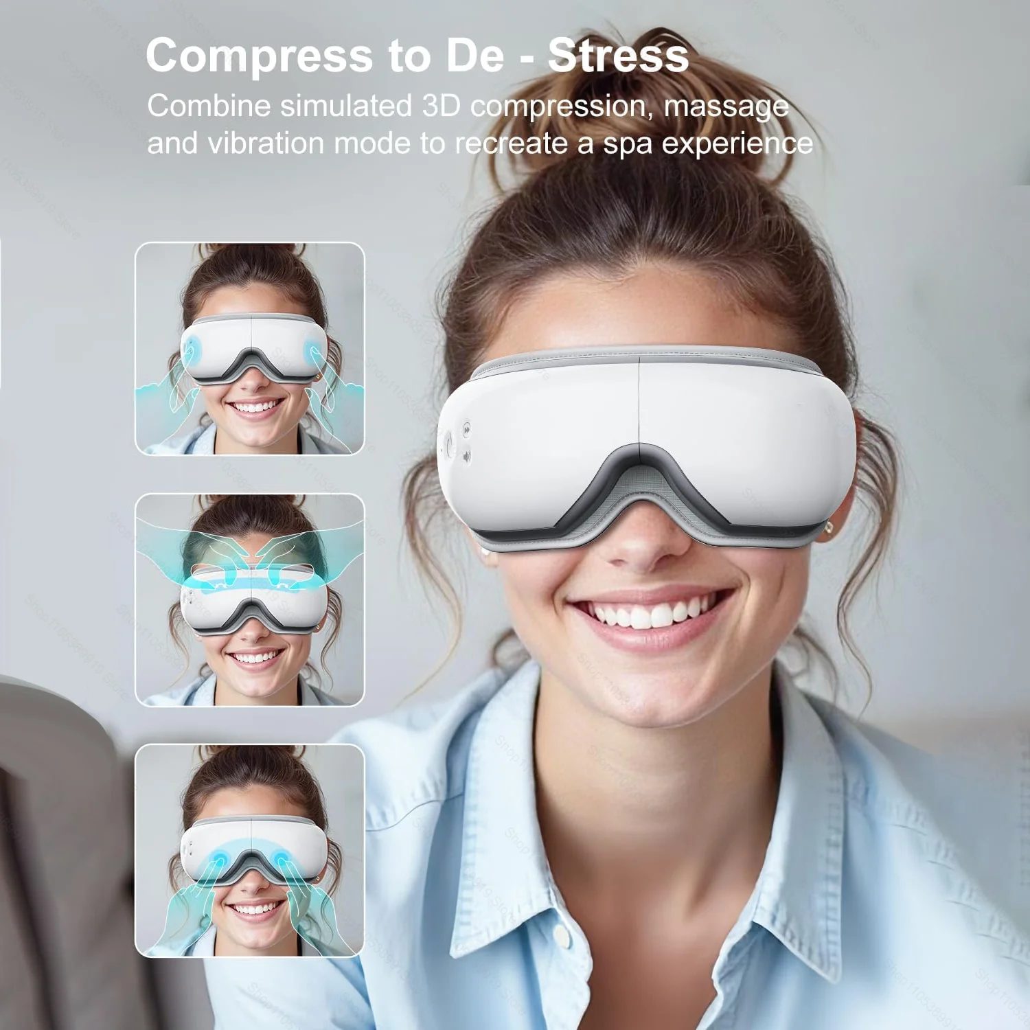 Heated Eye Massager – Vibration & Air Compression Mask for Eye Strain - close-up detail
