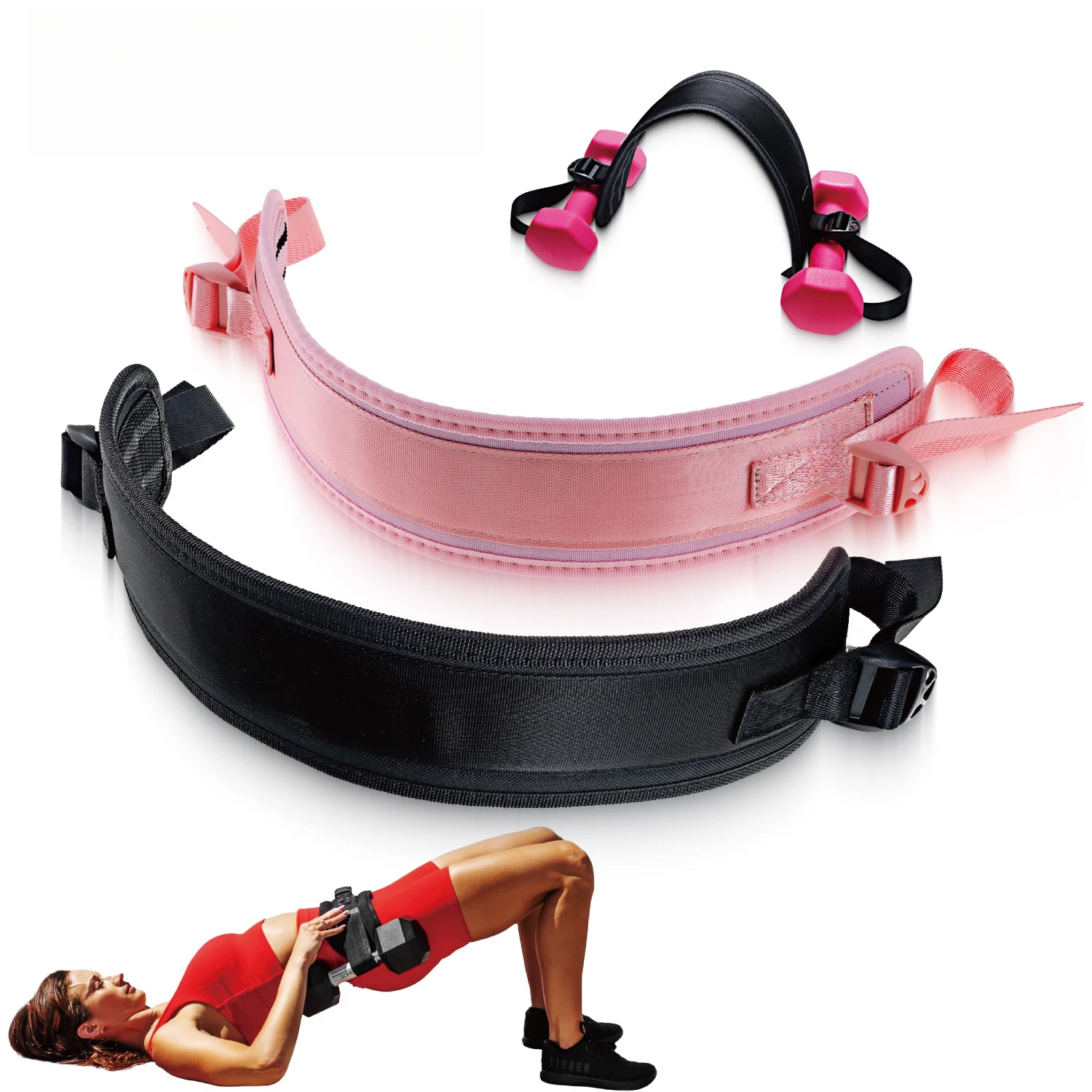 Hip Thrust Belt – Padded Glute Bridge Strap for Dumbbells & Kettlebells