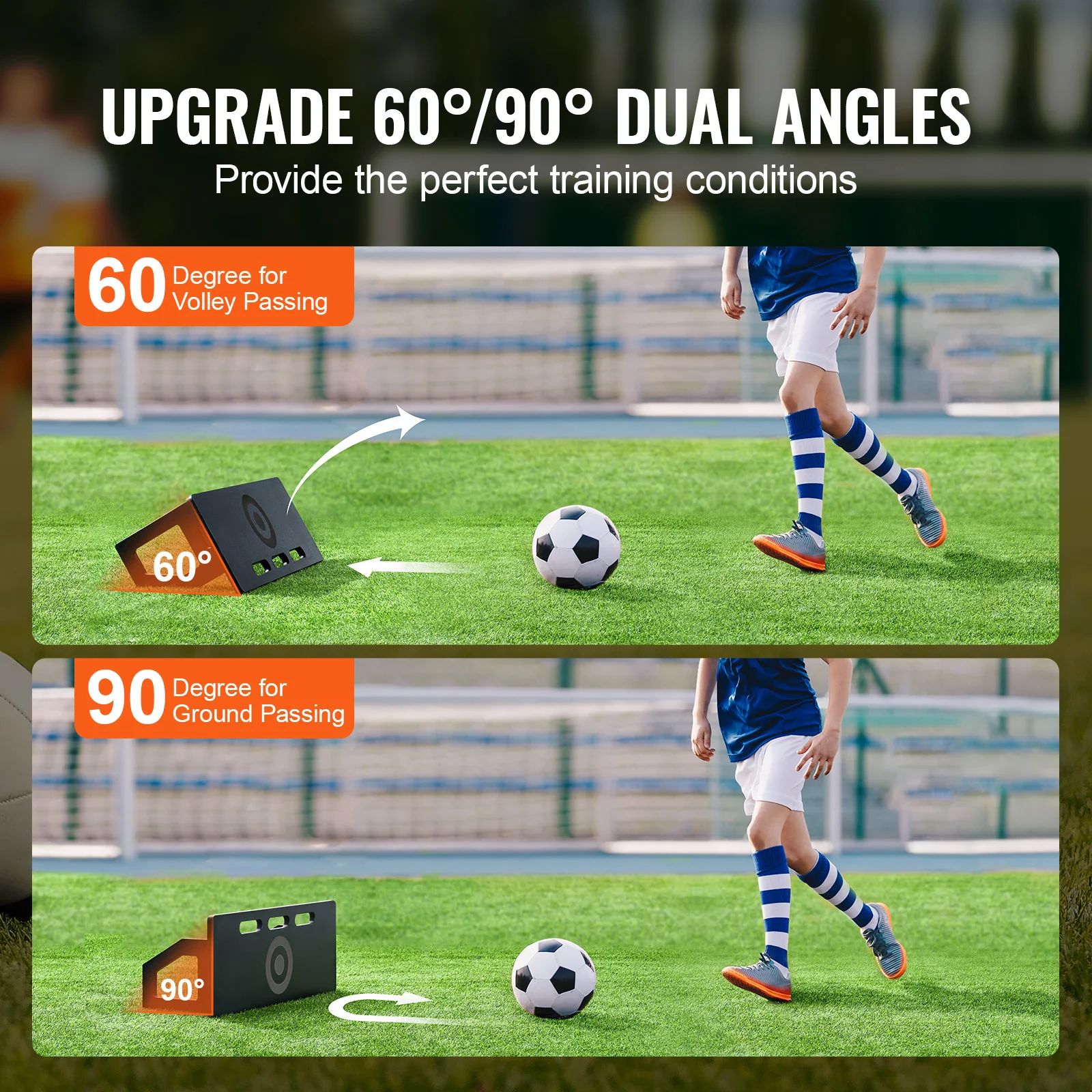 Succe Buy Soccer Rebounder Board Portable Wall with 2 Angles Rebound - in use