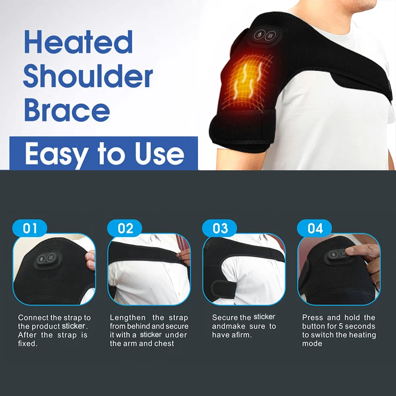 Heated Shoulder Brace – Graphene Heating & Vibration Massage Support - size and dimensions
