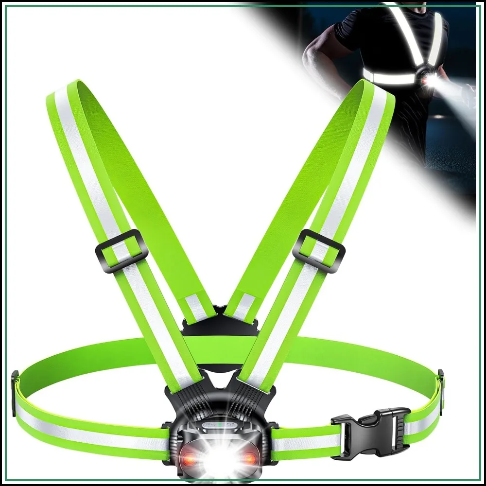 500 Lumen Running Light & 360° Reflective Vest Set – IPX4 Night Visibility Kit
