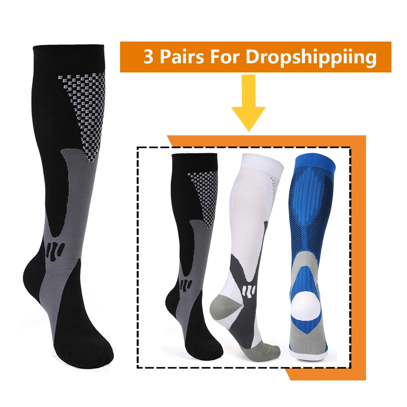 20-30 mmHg Compression Socks – 3 Pairs, Graduated Athletic & Nursing - alternate view