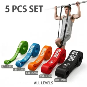 Pull Up Assistance Bands – Set of 5 Heavy Duty Natural Latex Resistance Bands