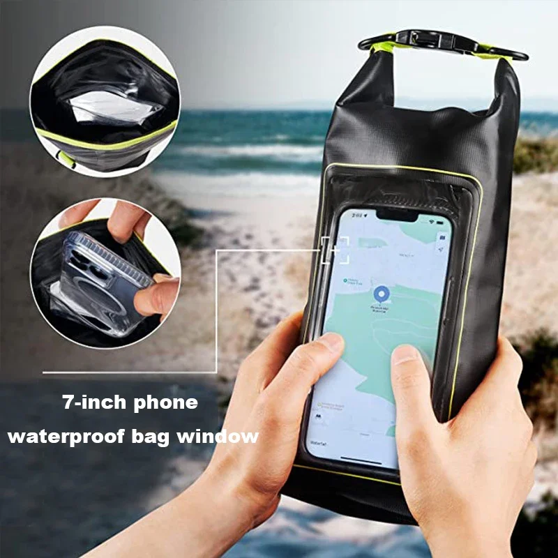 Waterproof Marine Dry Bag 2L / 5L – Roll-Top PVC Bag for Kayaking, Surf & Beach - close-up detail