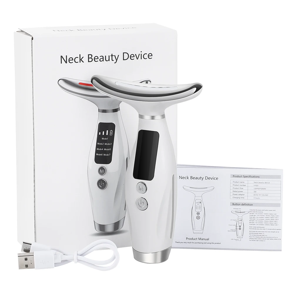 LED Neck & Face Lifting Massager – 7-Colour Light Therapy Device - packaging
