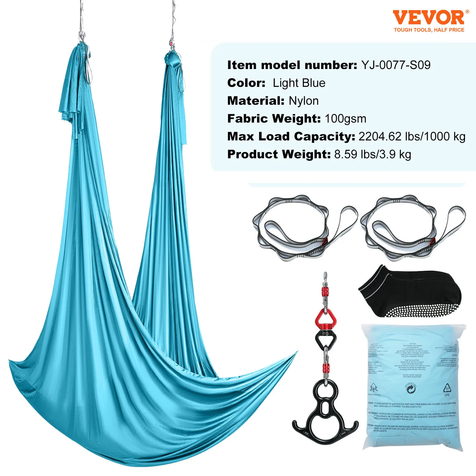 Aerial Yoga Hammock & Swing Starter Kit – Silk Fabric, Straps & Hardware - texture detail