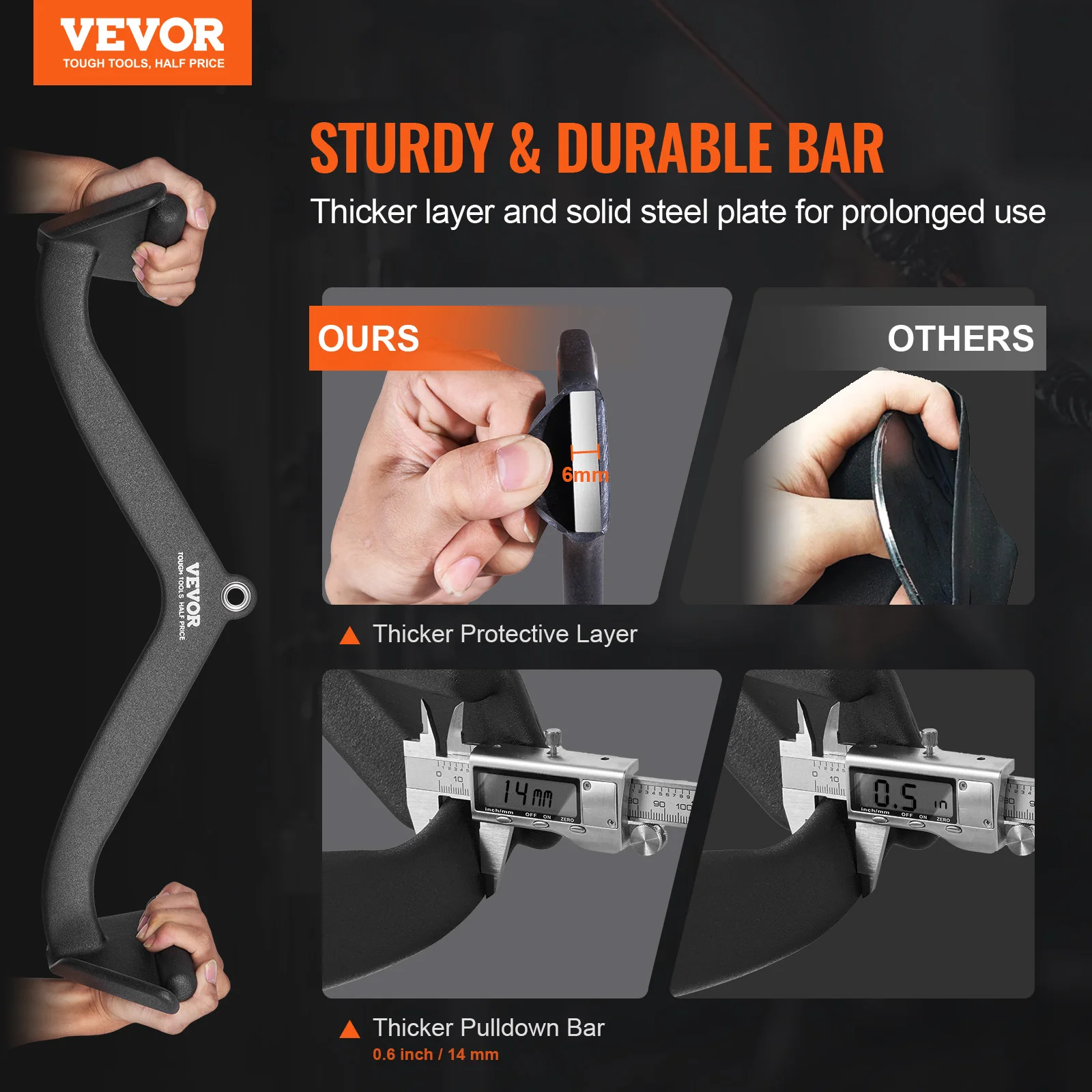 V-Bar Lat Pulldown Attachment – Close-Grip Cable Handle for Back, Rows & Triceps - close-up detail