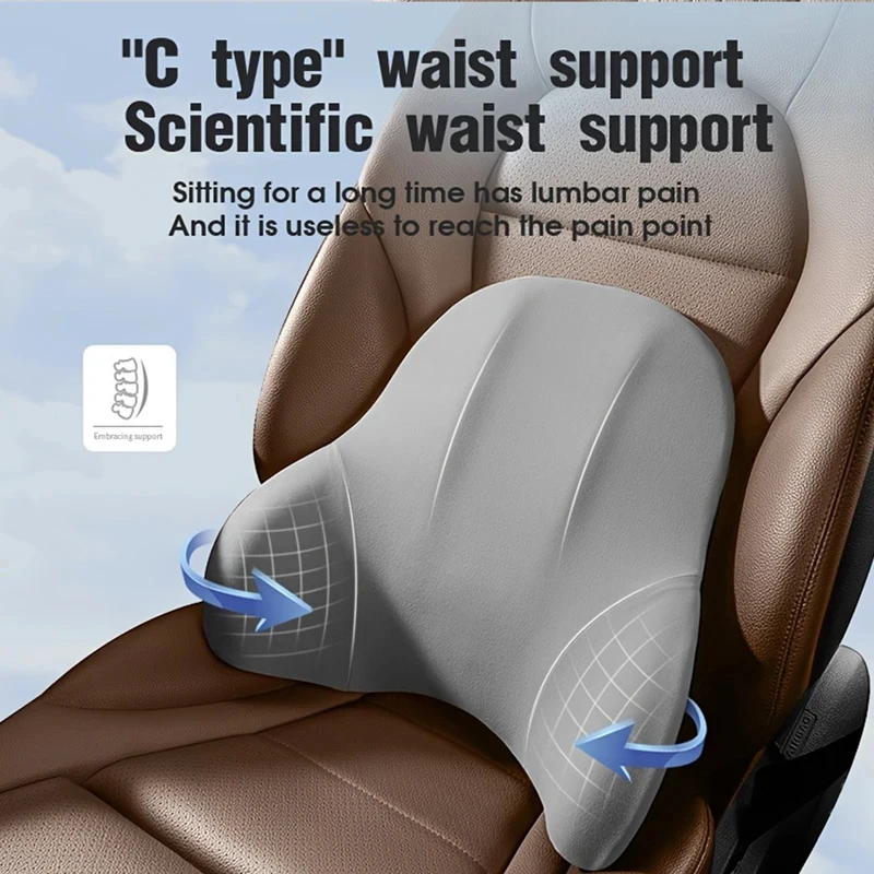 Memory Foam Car Neck Pillow & Lumbar Support – Driving Posture Cushion - in use