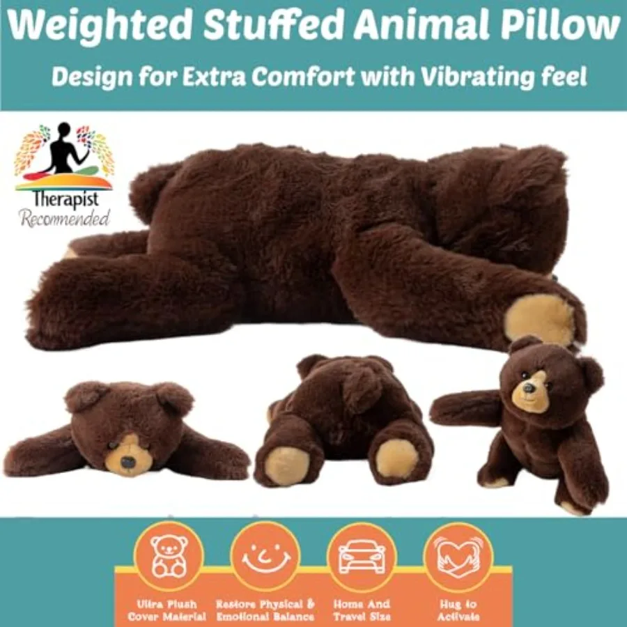 Weighted Vibrating Sensory Bear Pillow – Pressure-Activated Calm Aid - close-up detail