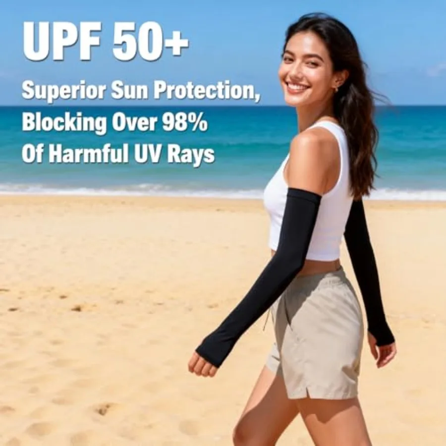 UV Protection Cooling Arm Sleeves with Thumb Holes – Compression Sun Cover - alternate view