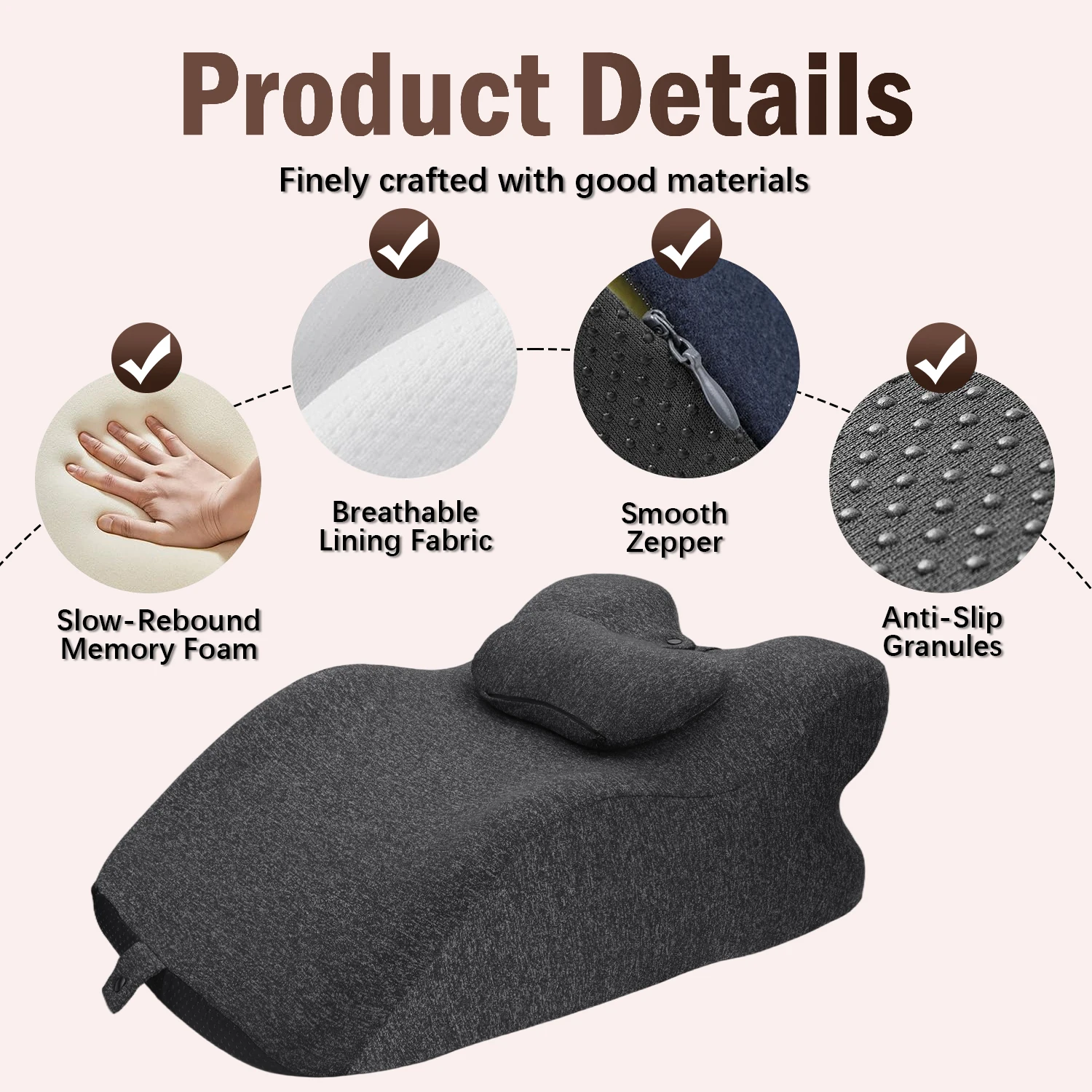 Memory Foam Wedge Pillow 60x36x21cm – Acid Reflux, Back Pain & Post-Surgery - size and dimensions