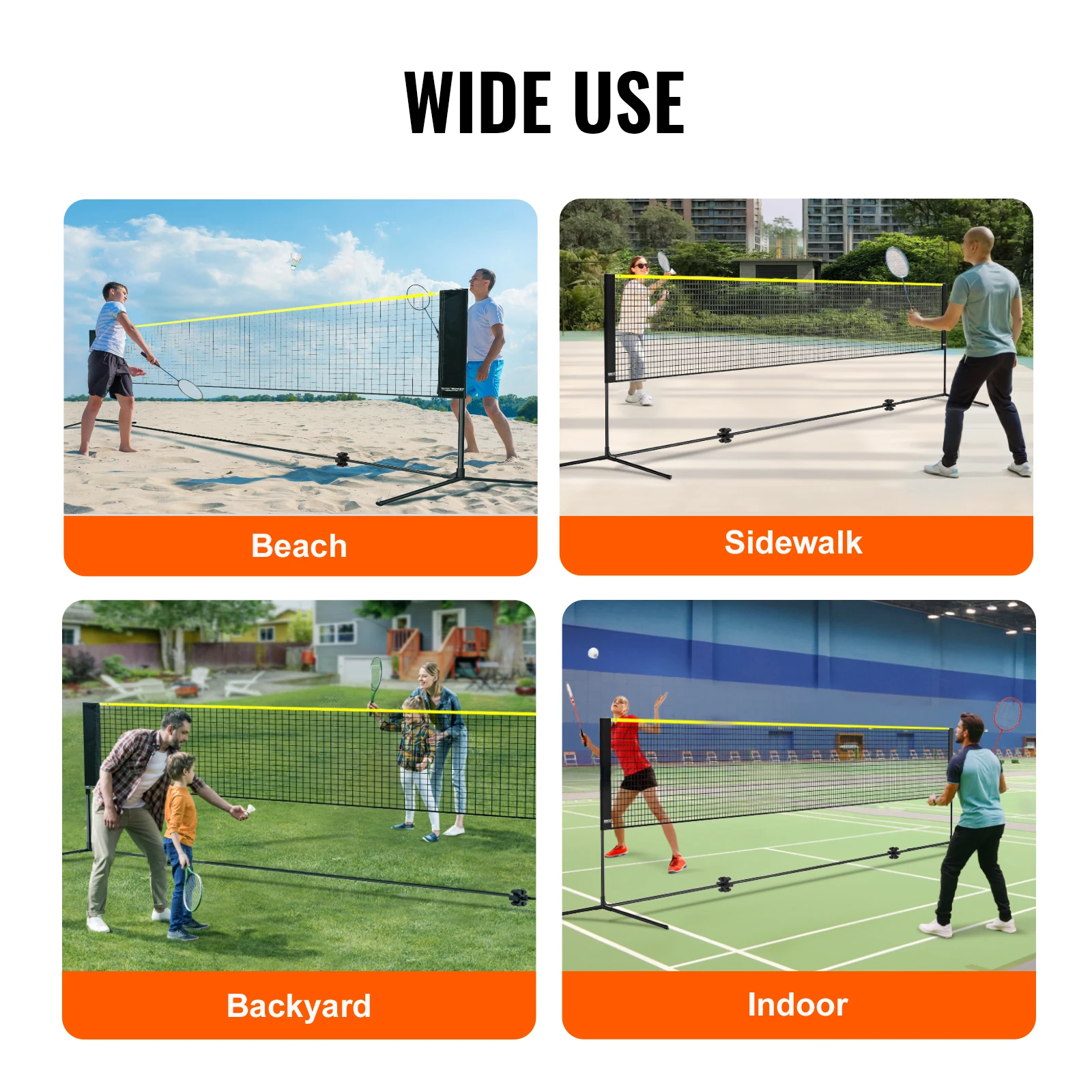 20ft Portable Net Set - Height-Adjustable Badminton, Volleyball & Pickleball - color options