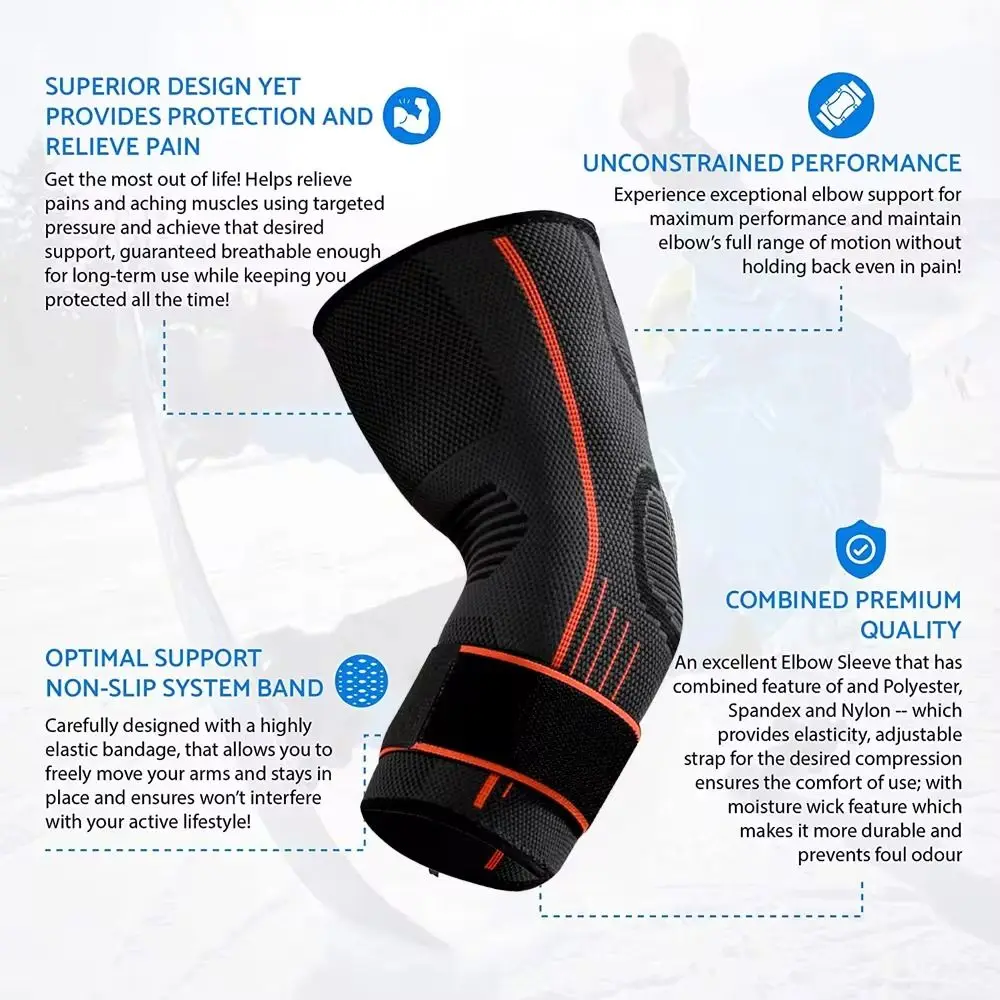 Durable Women Men Elbow Compression Sleeve Support Brace Arm Warmers Elastic - color options
