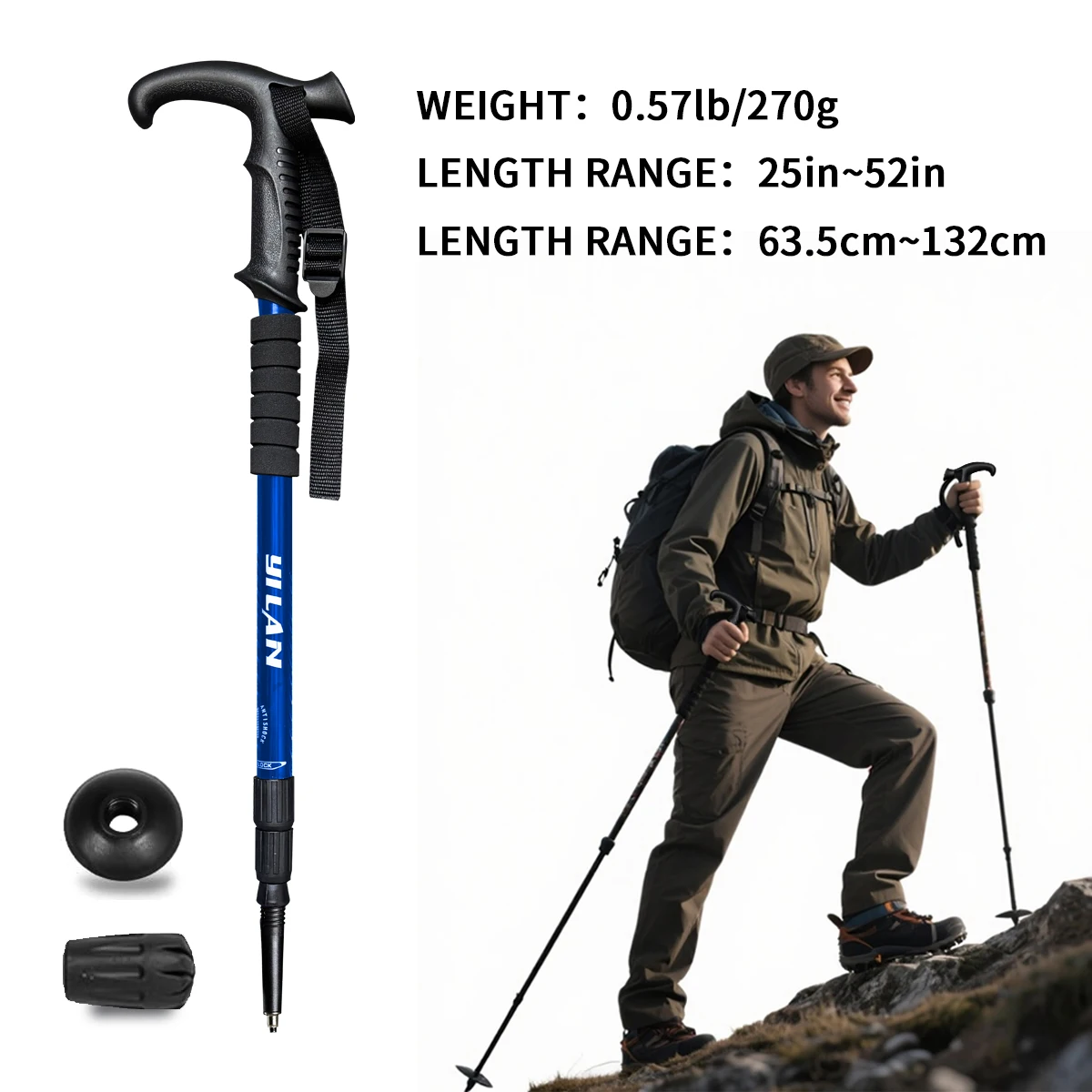 Ultralight Aluminium Trekking Poles – Anti-Shock Quick-Lock Hiking Poles - detail view