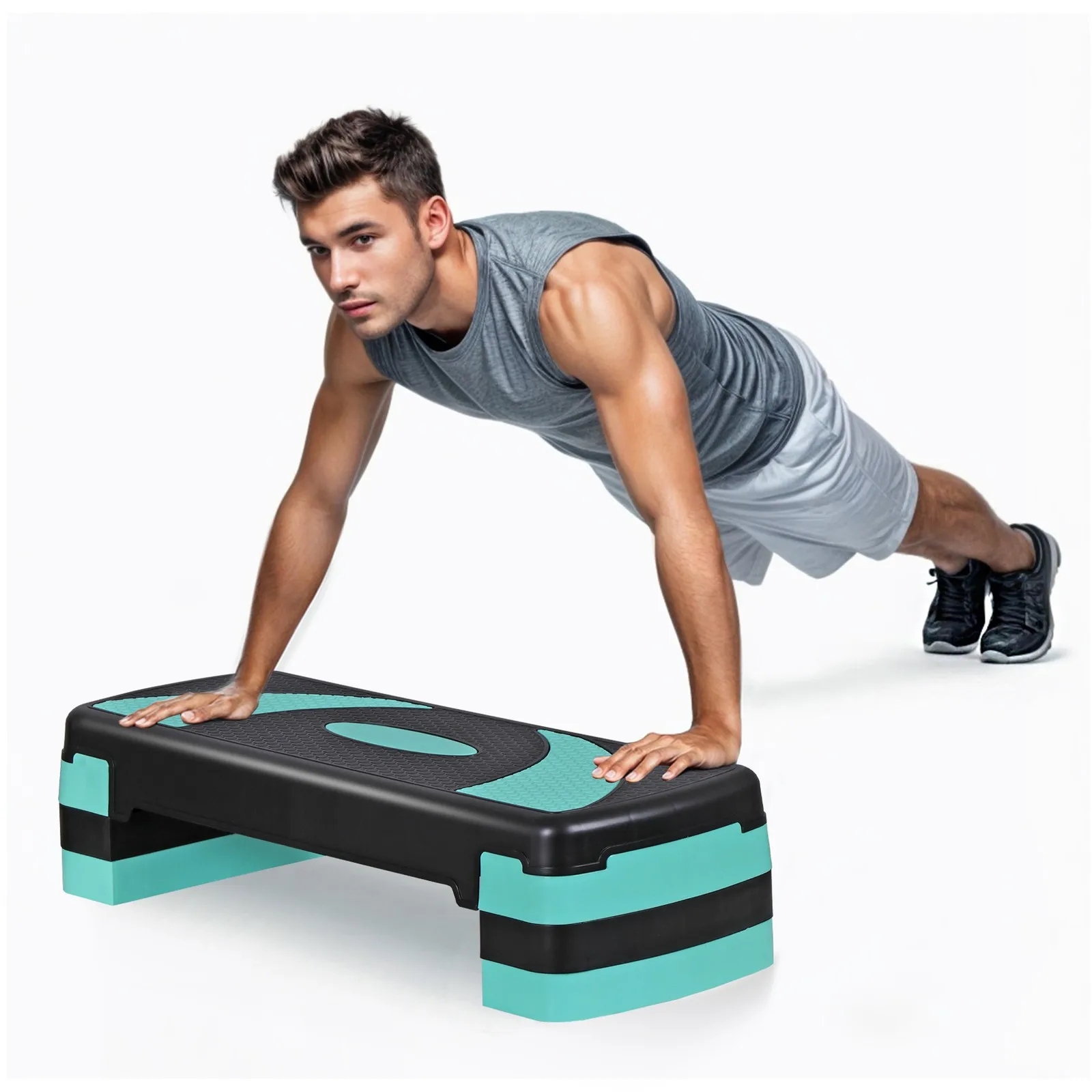 31" Adjustable Aerobic Step Platform – 4"/6"/8" Risers, Home Cardio Trainer