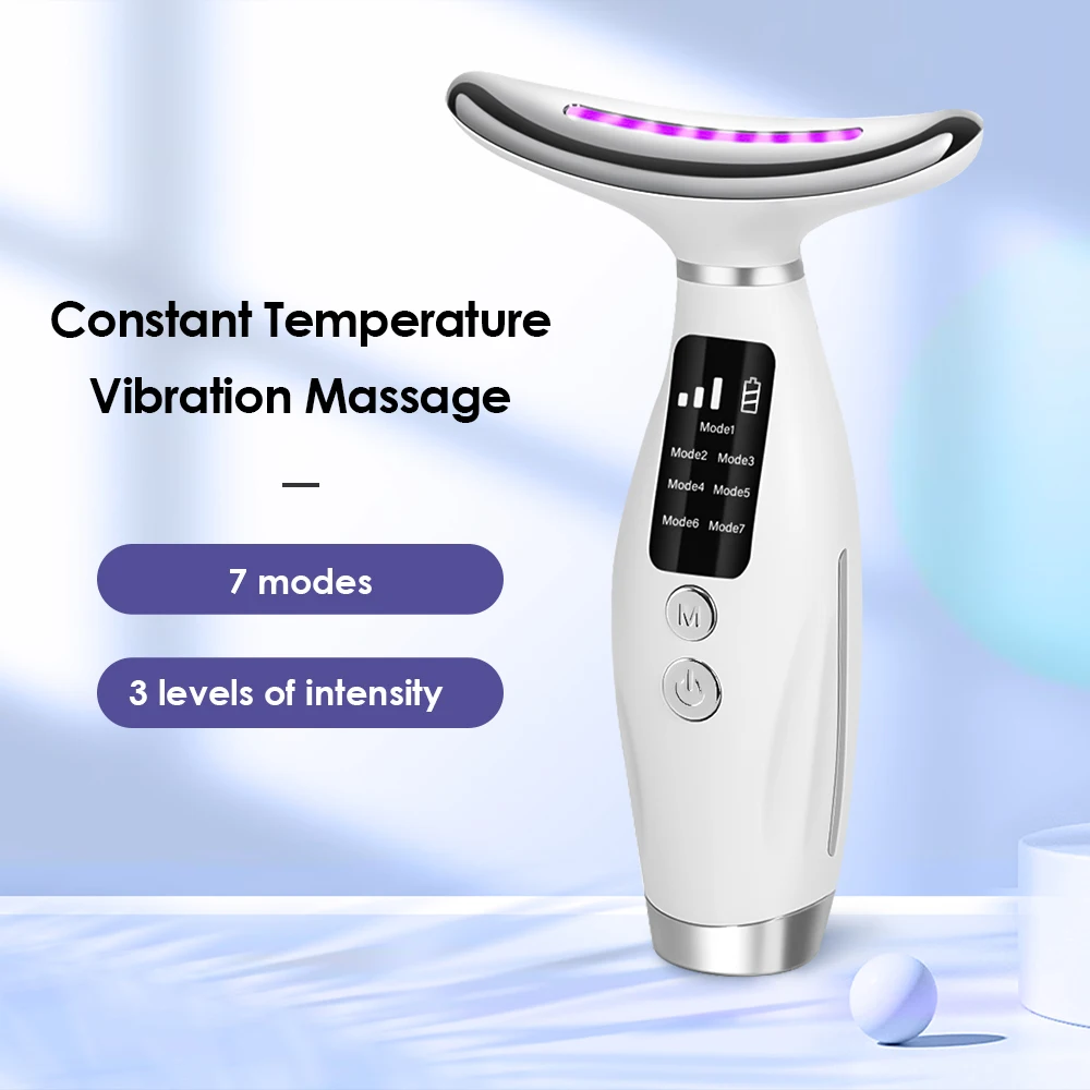 LED Neck & Face Lifting Massager – 7-Colour Light Therapy Device - close-up detail