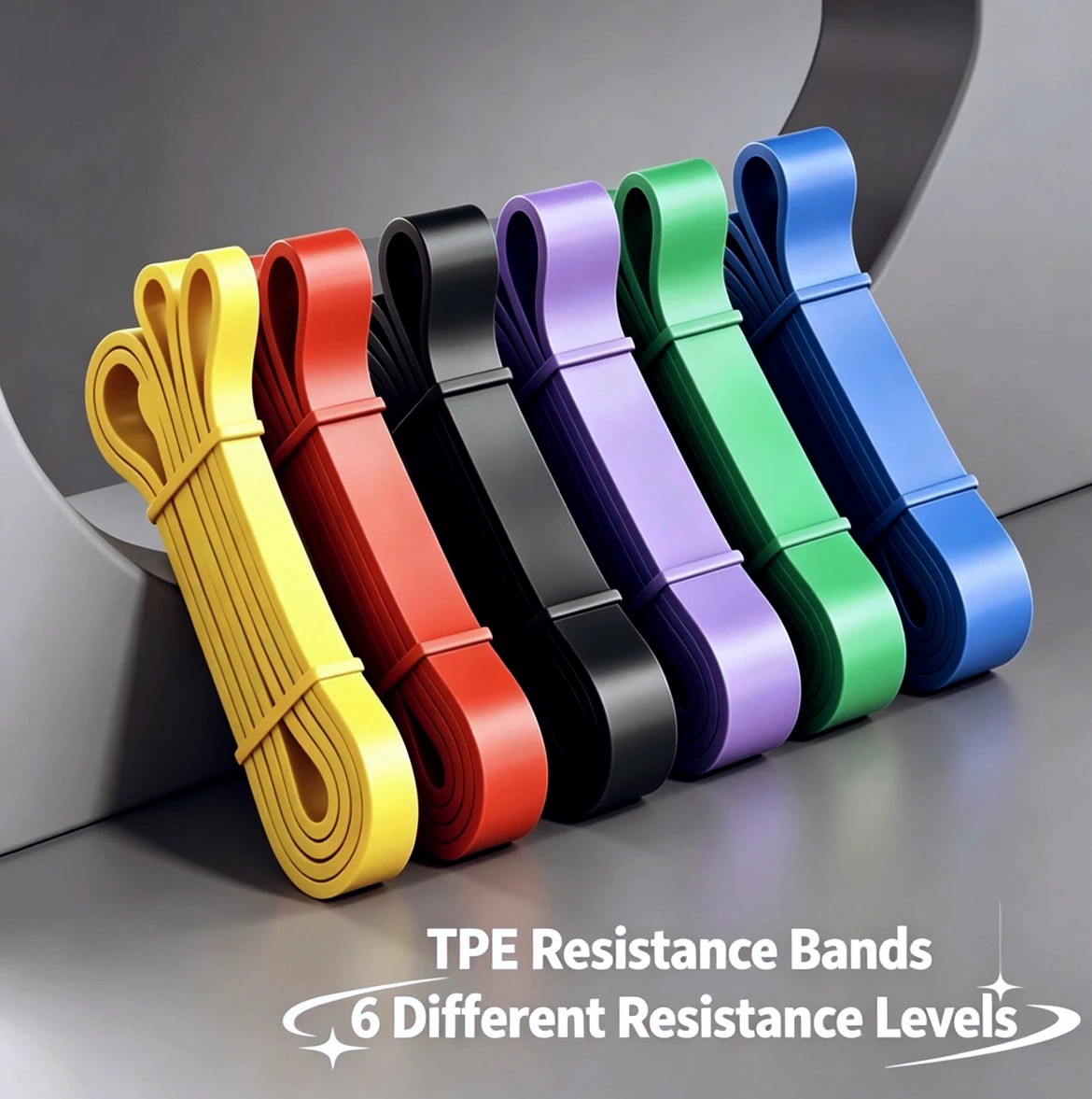 TPE Resistance Bands – 6 Strength Levels for Pull-Up Assist, Yoga & Rehab
