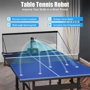 Table Tennis Robot & Ball Machine – 10-Mode Ping Pong Trainer with Net & 100 Balls