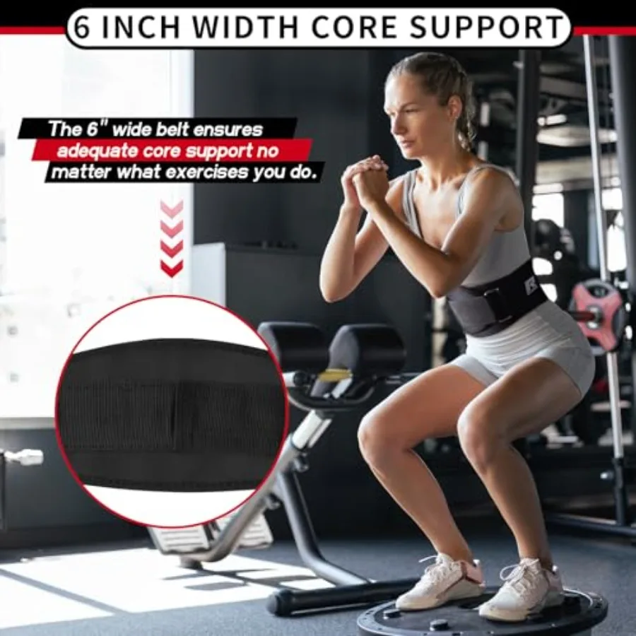 6-Inch Weight Lifting Belt – Squat, Deadlift & Overhead Support Belt - size and dimensions