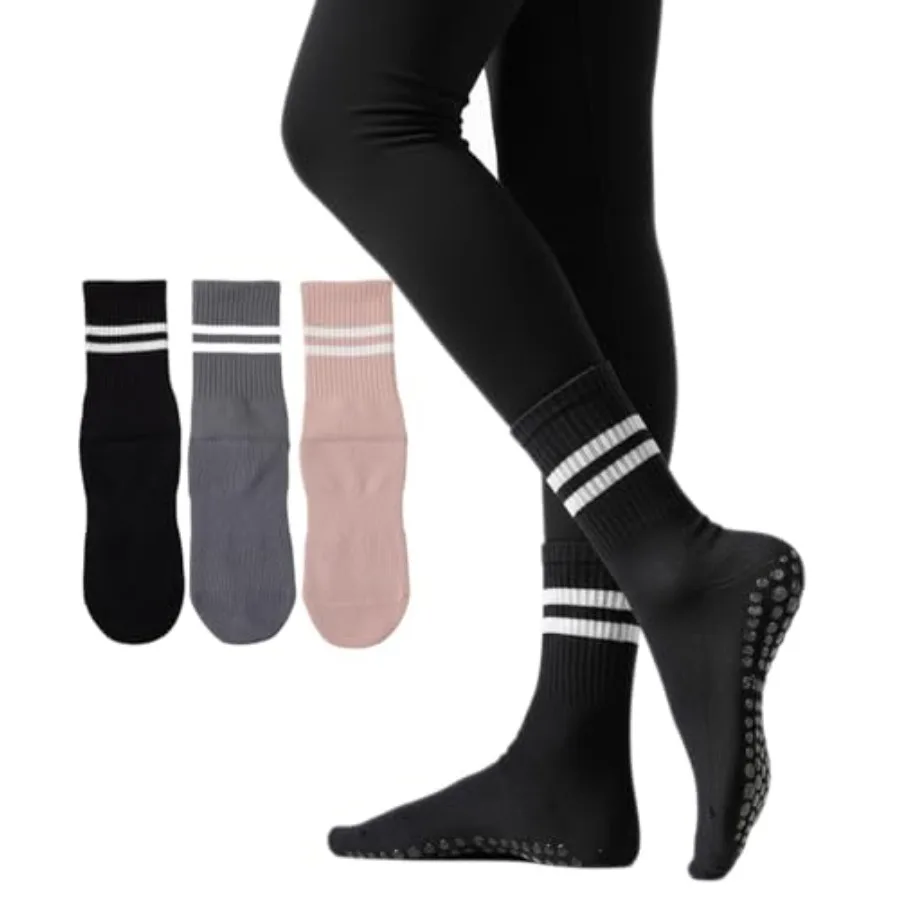 Non-Slip Pilates Grip Socks for Women – Barre, Yoga & Studio Athletic Socks - side view