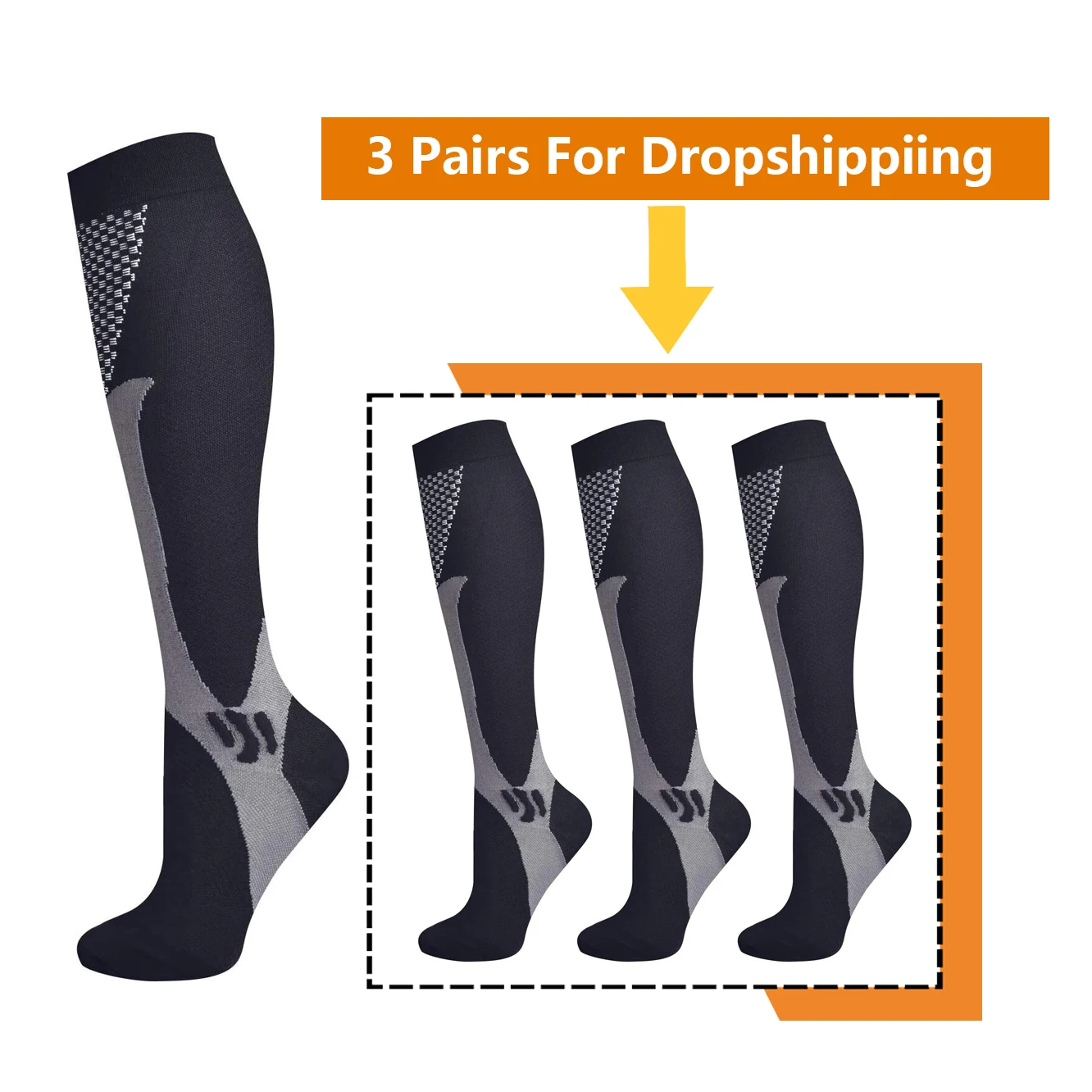 20-30 mmHg Compression Socks – 3 Pairs, Graduated Athletic & Nursing - view 13