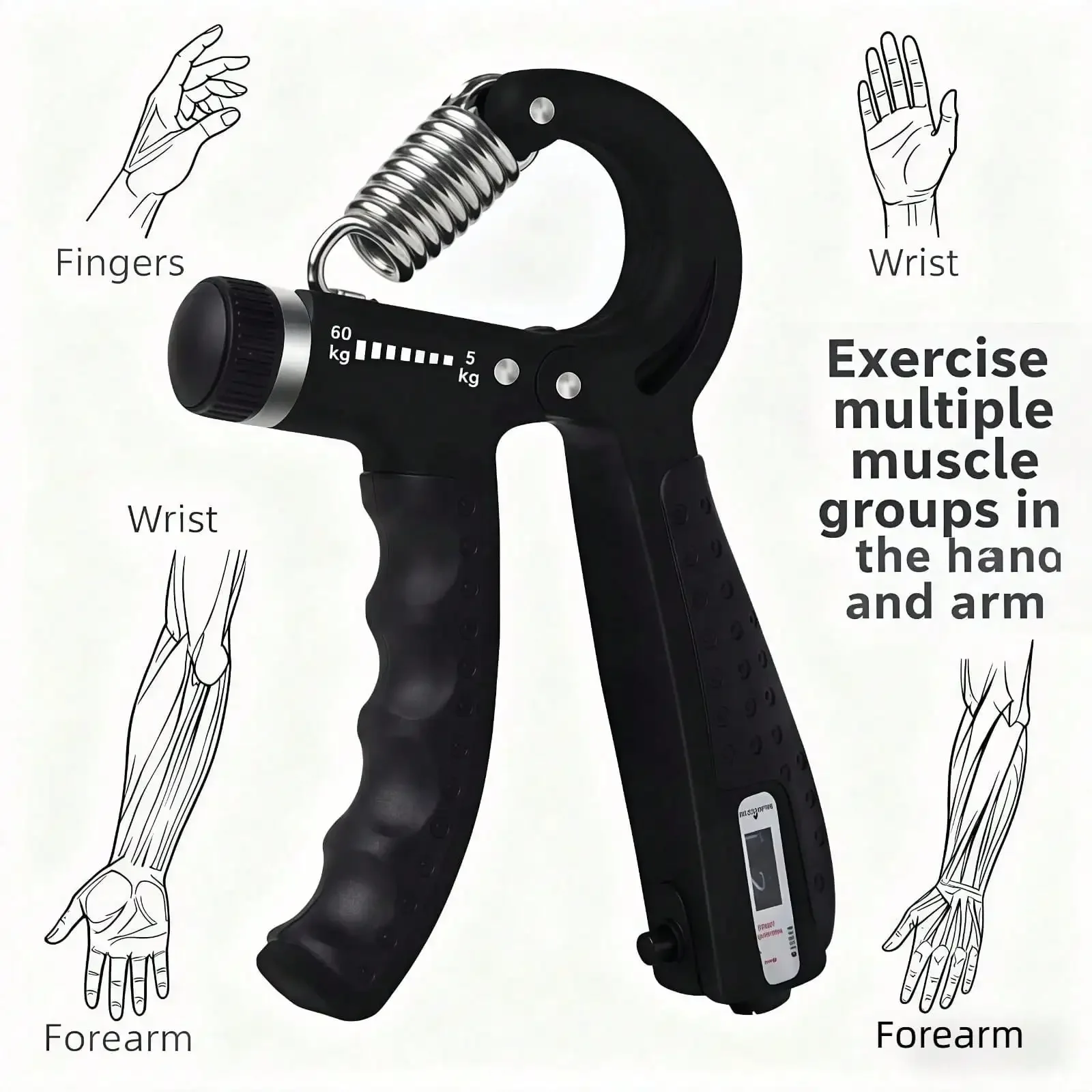 Adjustable Hand Grip Strengthener with Counter – Forearm & Finger Trainer - alternate view