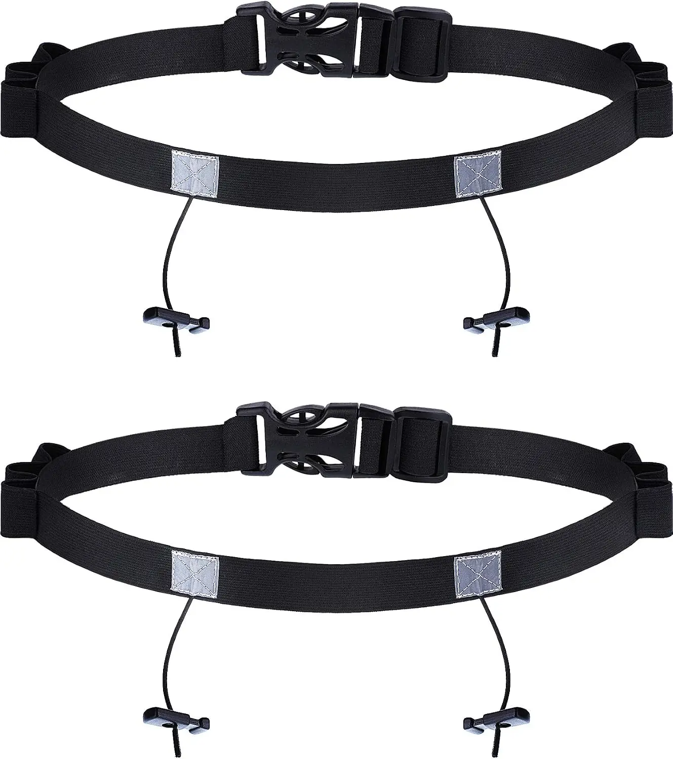 Race Number Belt 2-Pack – Adjustable Running Bib Belt with 6 Gel Loops