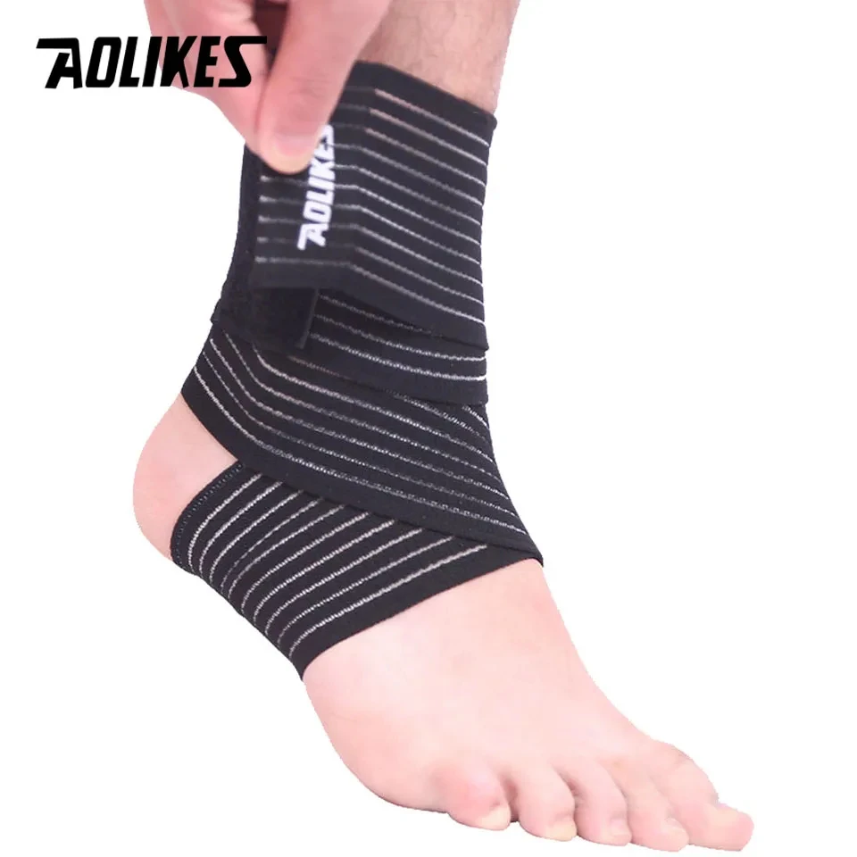 Compression Bandage Wrap – Adjustable Knee, Elbow & Wrist Support - in use