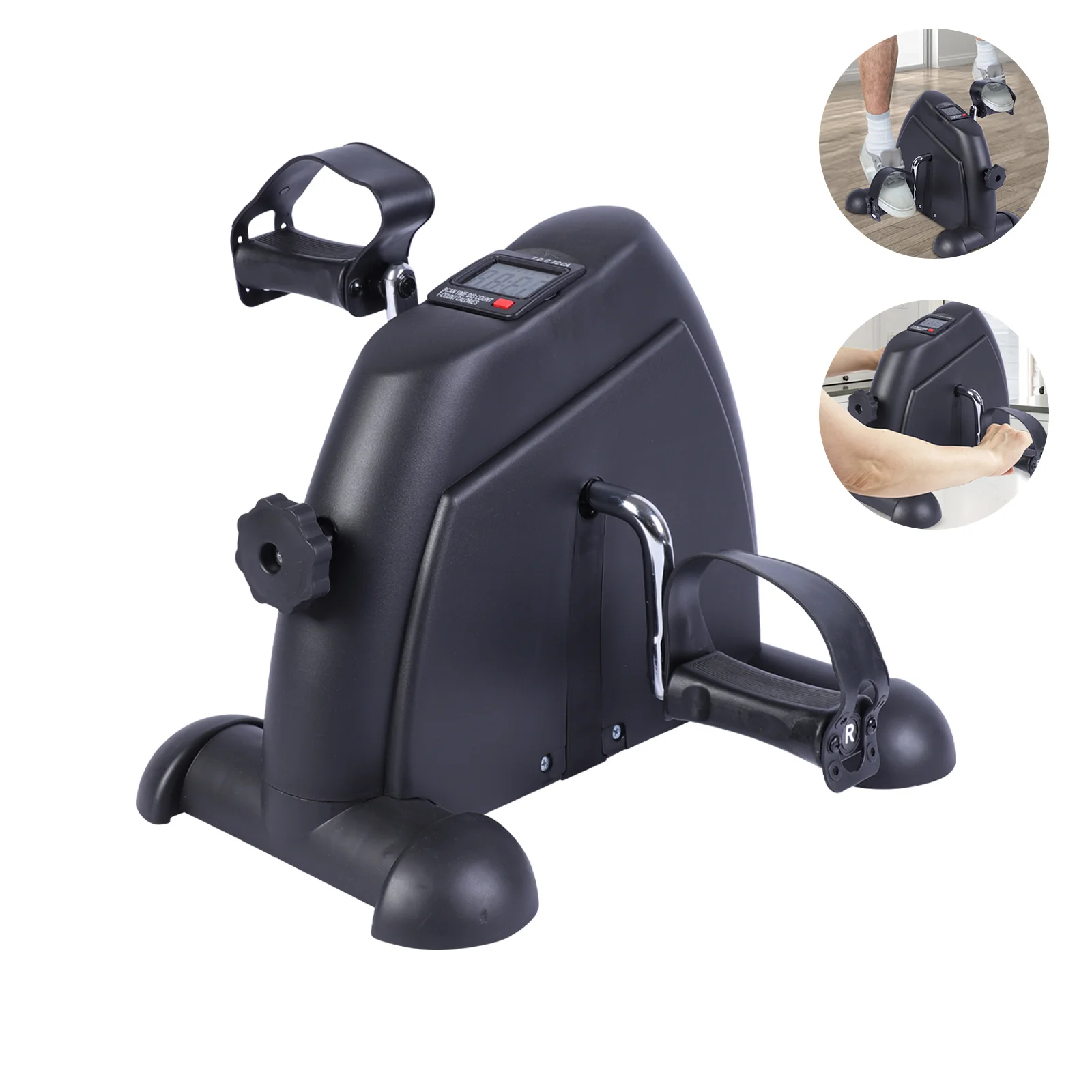 Under-Desk Pedal Exerciser – Motorised Mini Bike with LCD for Legs & Arms - side view