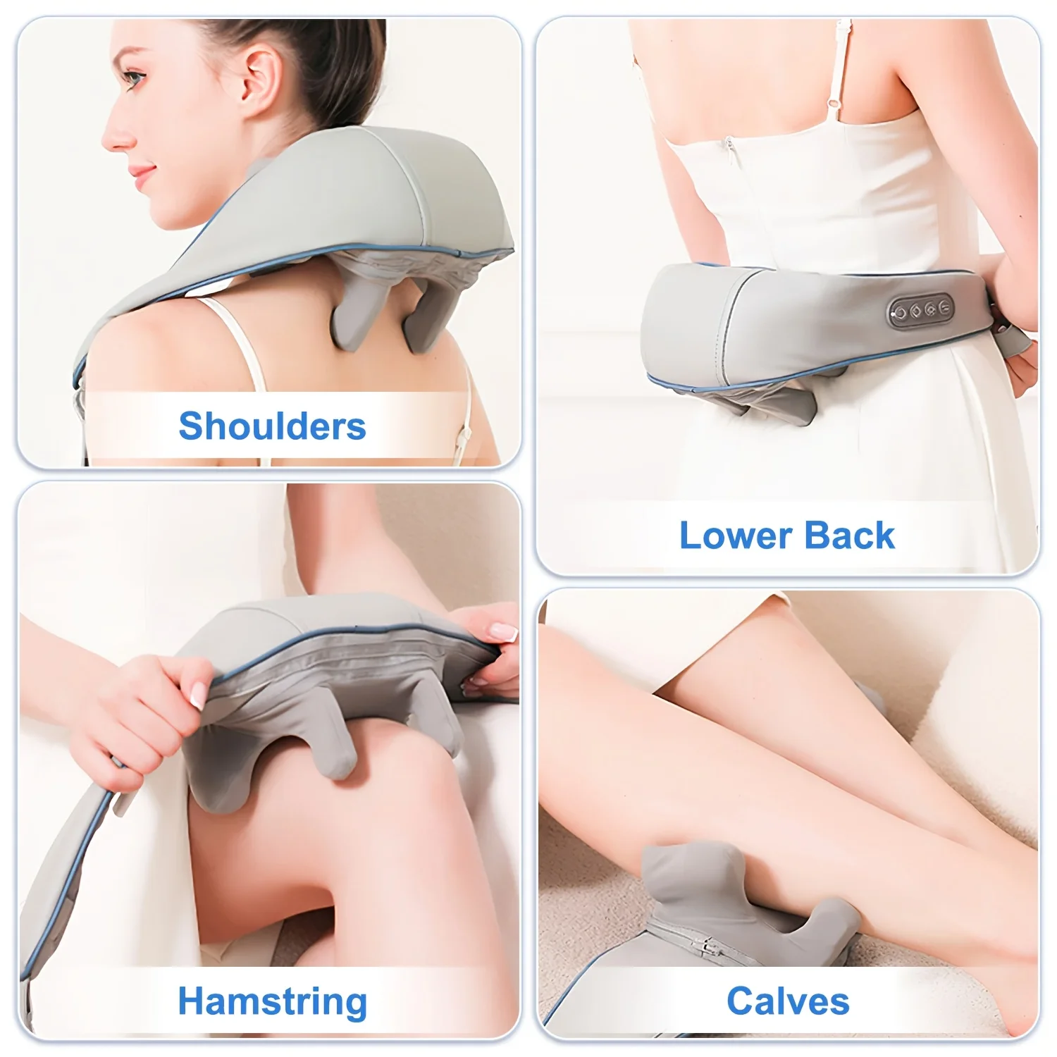 Shiatsu Neck & Shoulder Massager – Cordless, Heated, Kneading - color options