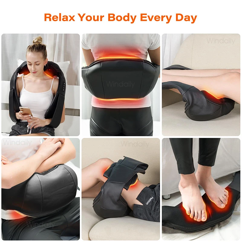 4D Shiatsu Neck & Shoulder Massager with Heat – Kneading Massage Pillow - size and dimensions
