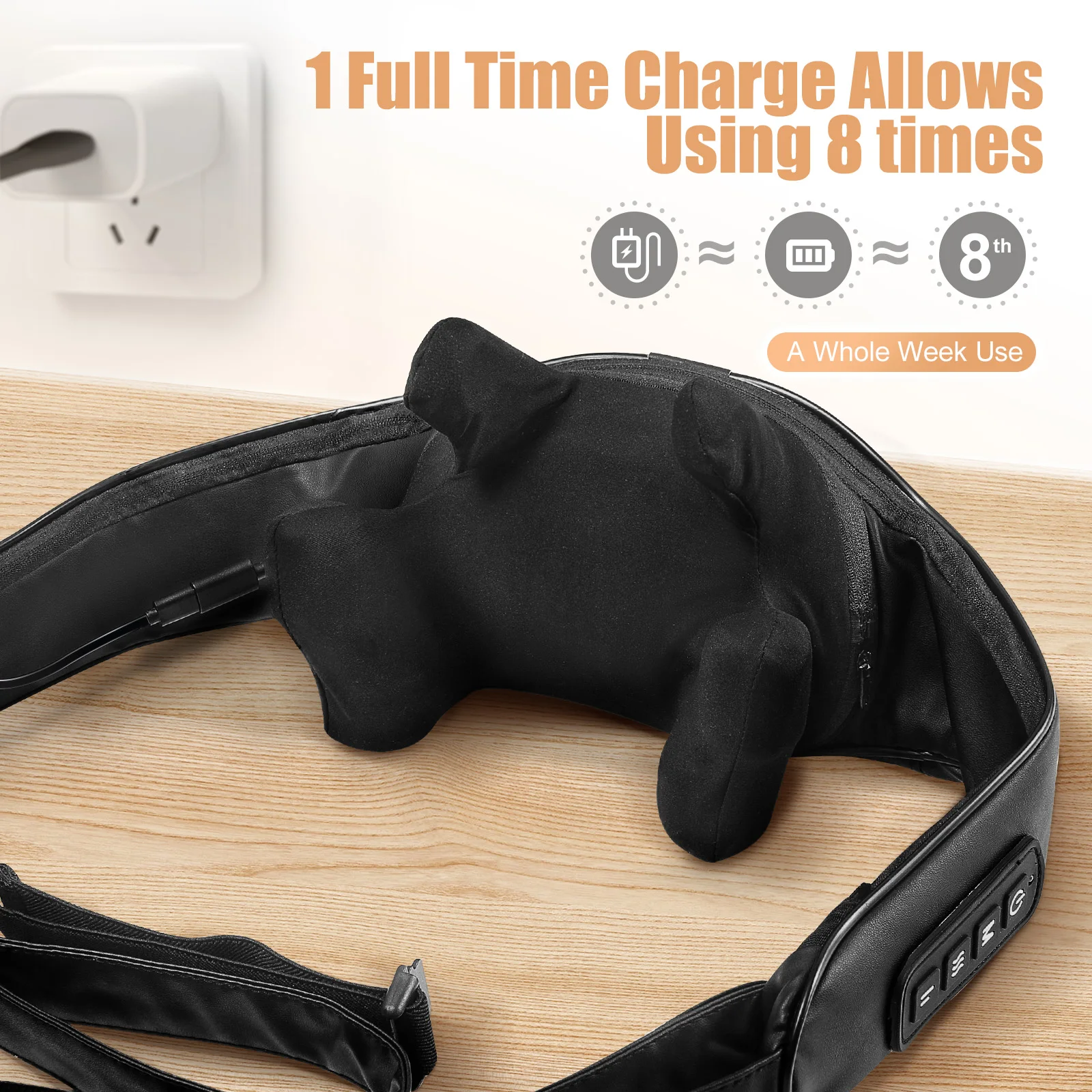 Shiatsu Neck & Shoulder Massager with Heat – Cordless 3D Kneading Pillow - alternate view